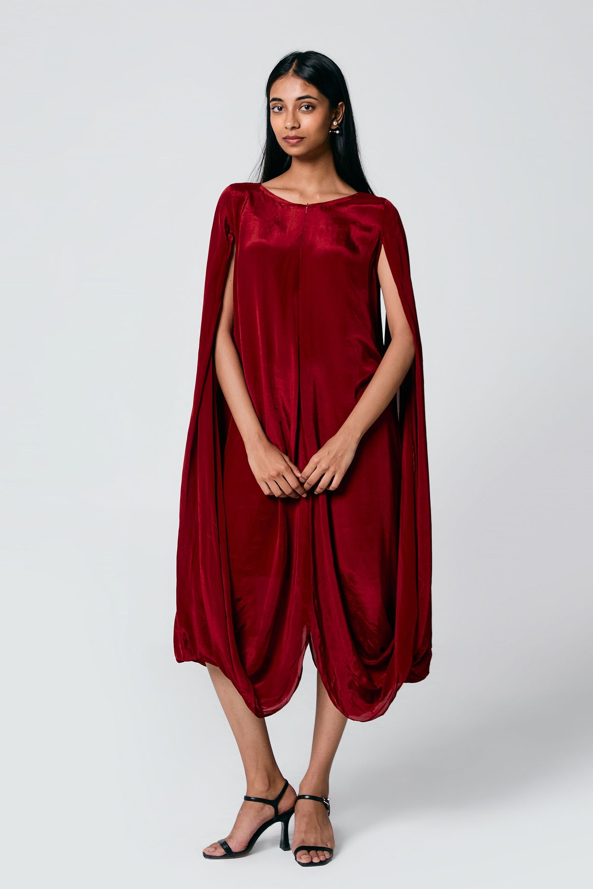 Red Double Cowl Dress