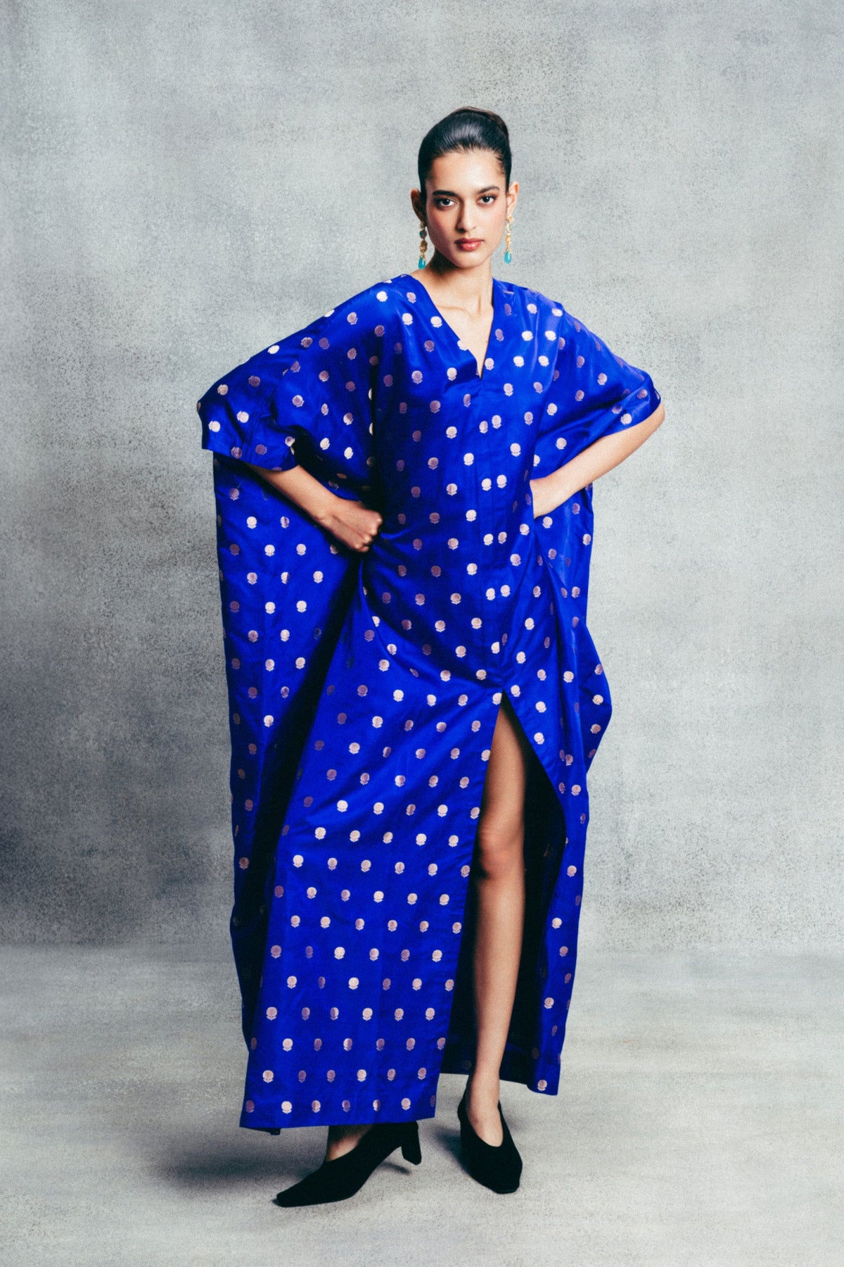 Handwoven Electric Blue Banarasi Kaftan