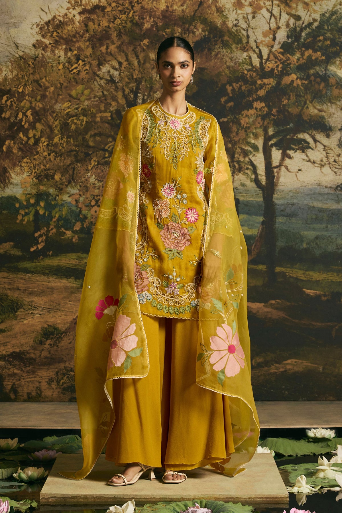 Amber Yellow Floral Kurta Set