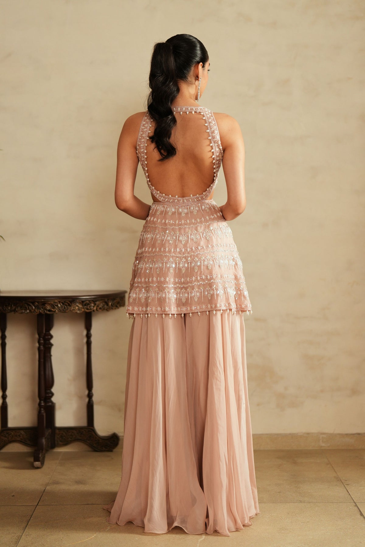 Salmon Pink Sharara Set