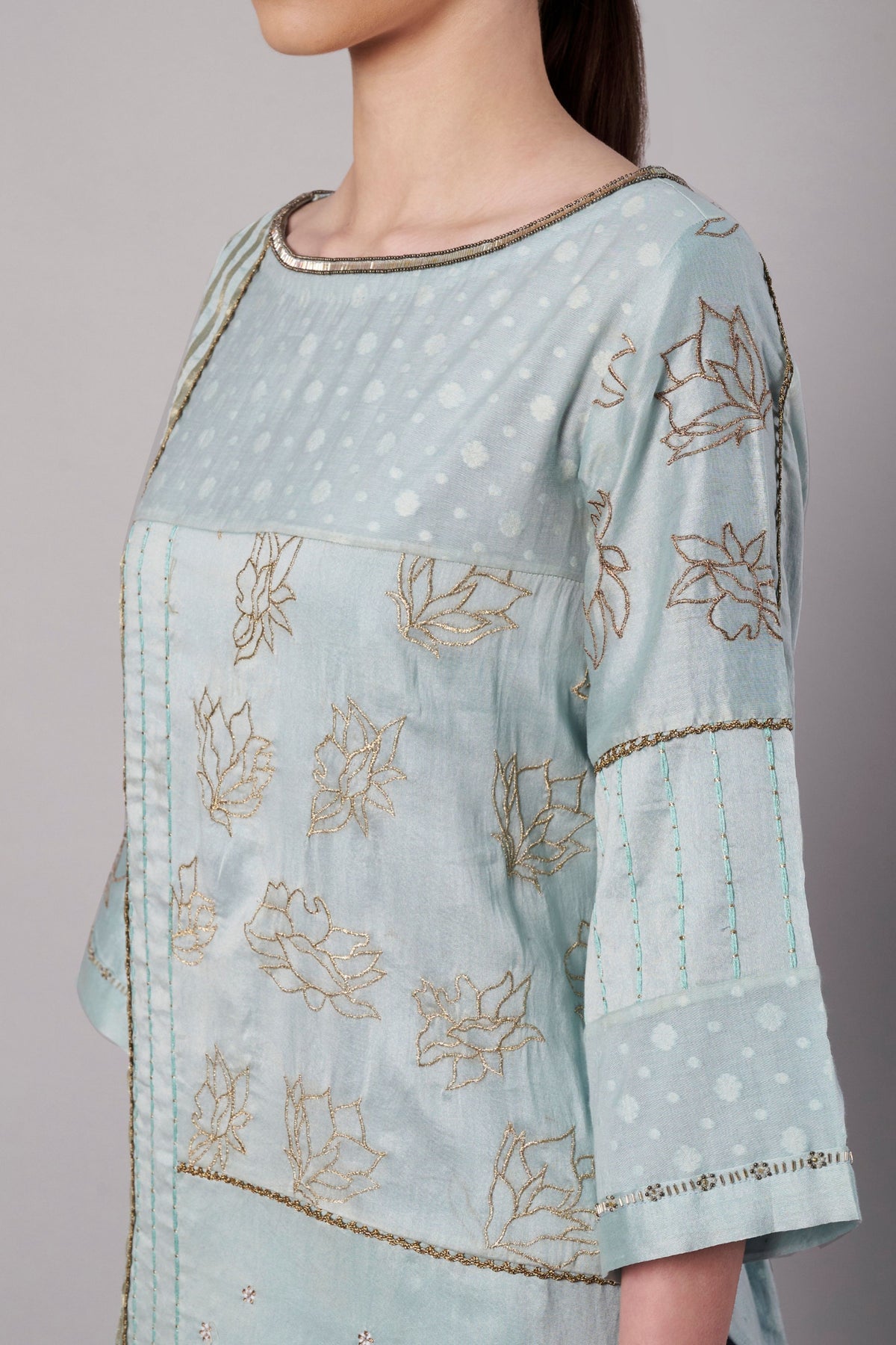 Spring Collage Ice Blue Kurta Set