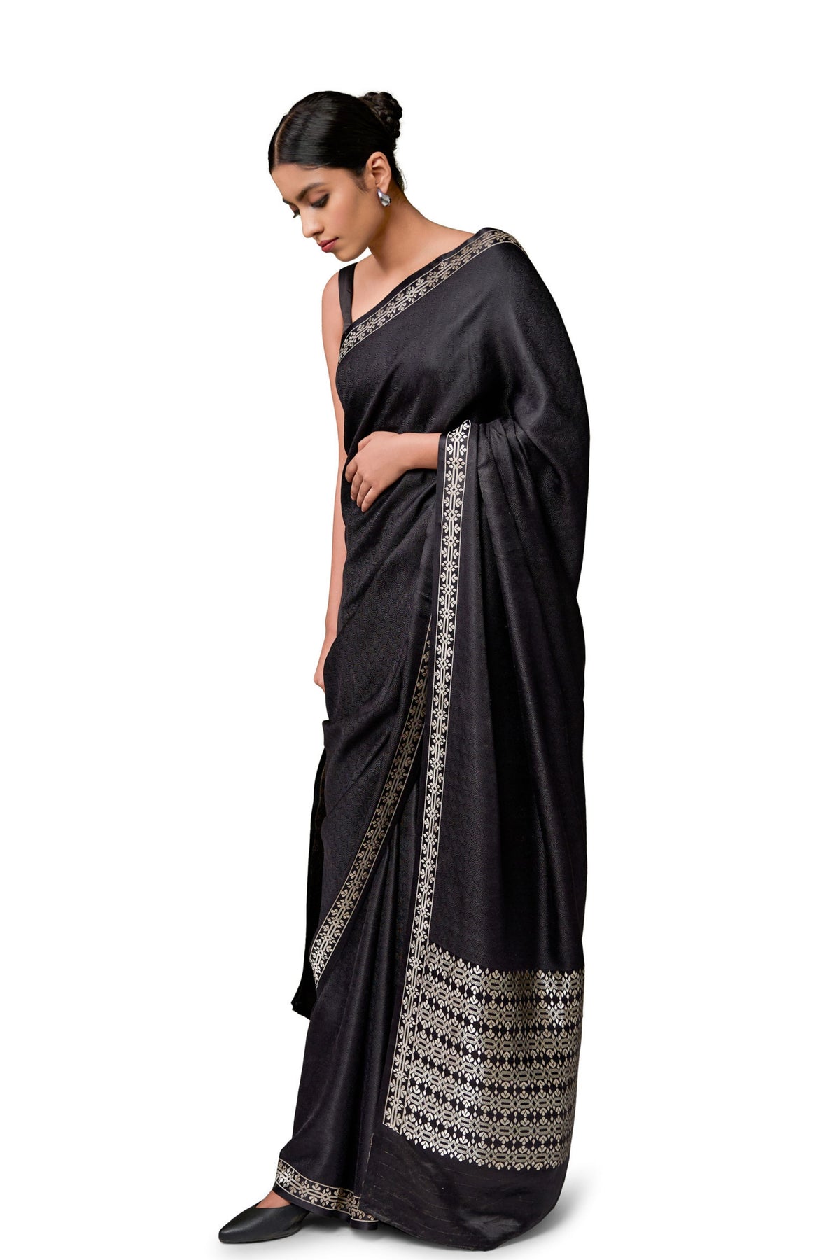 Black Gajji Satin Saree