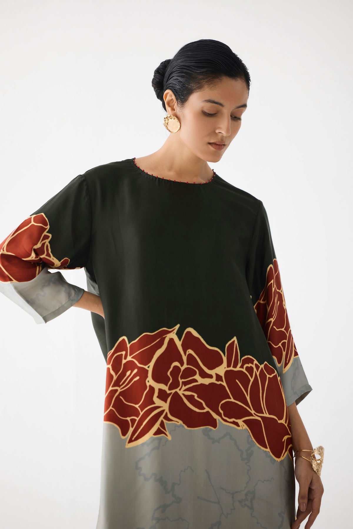 Red Alba A-line Kurta Set