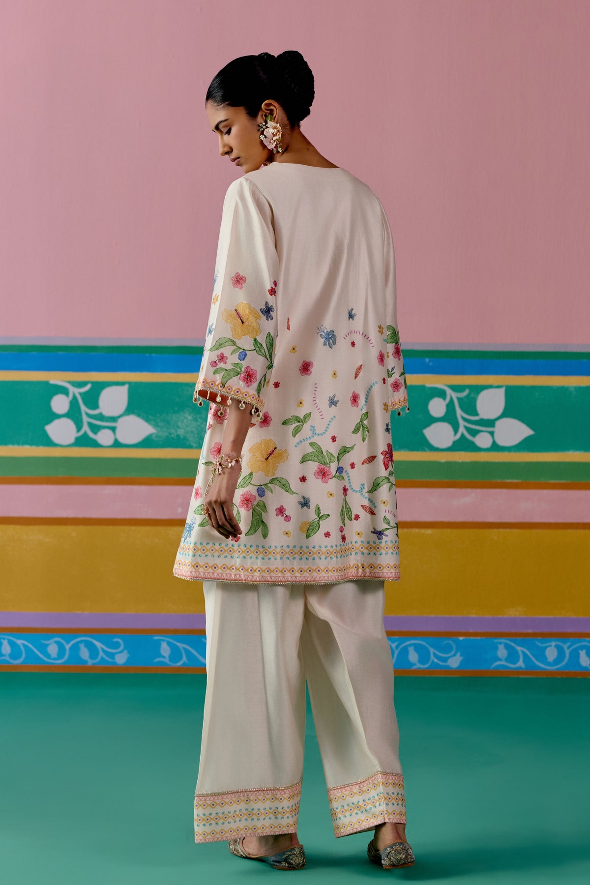 Ecru Floral Kurta Set
