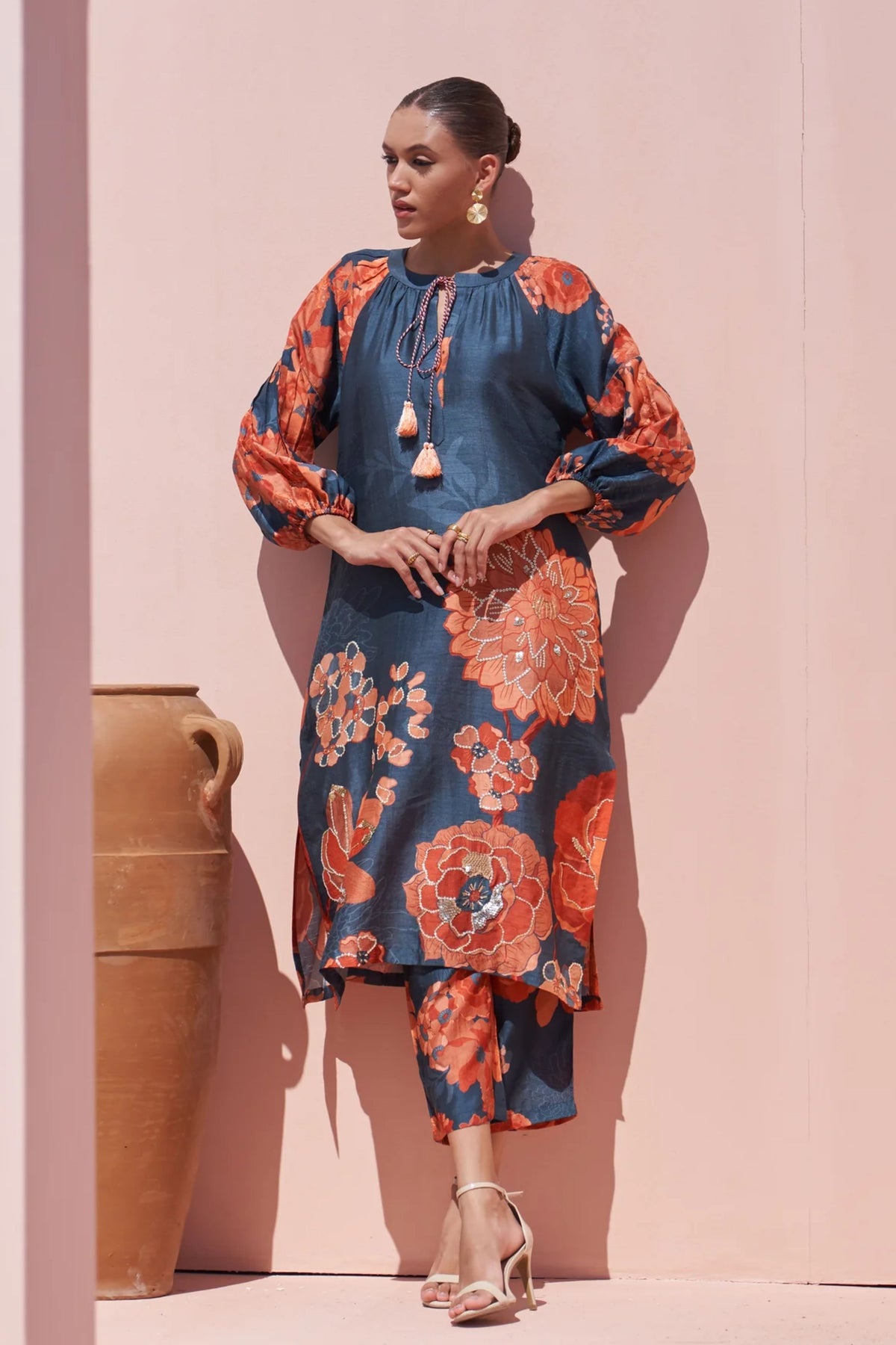 Navy Moroccan Organza Zar Set