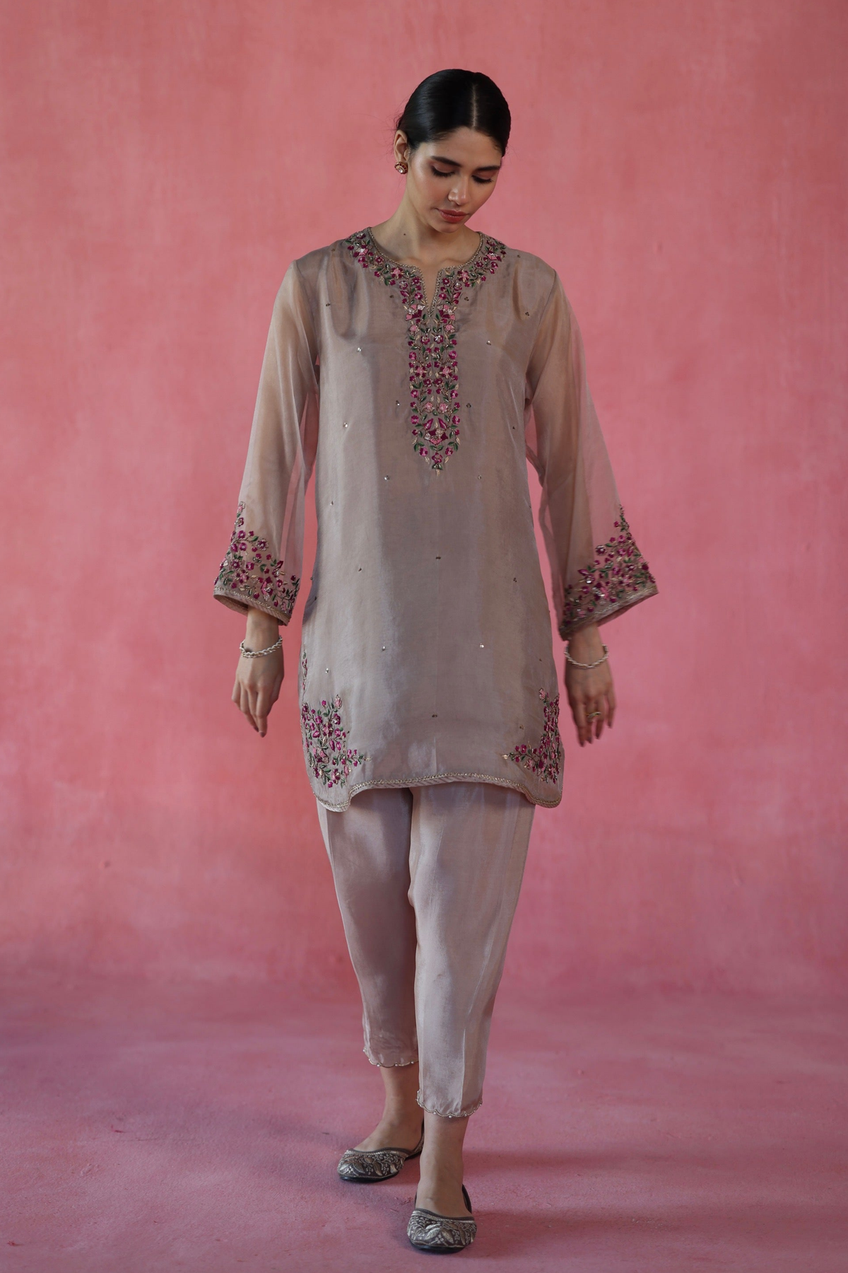 Beige Kewra Kurta Set