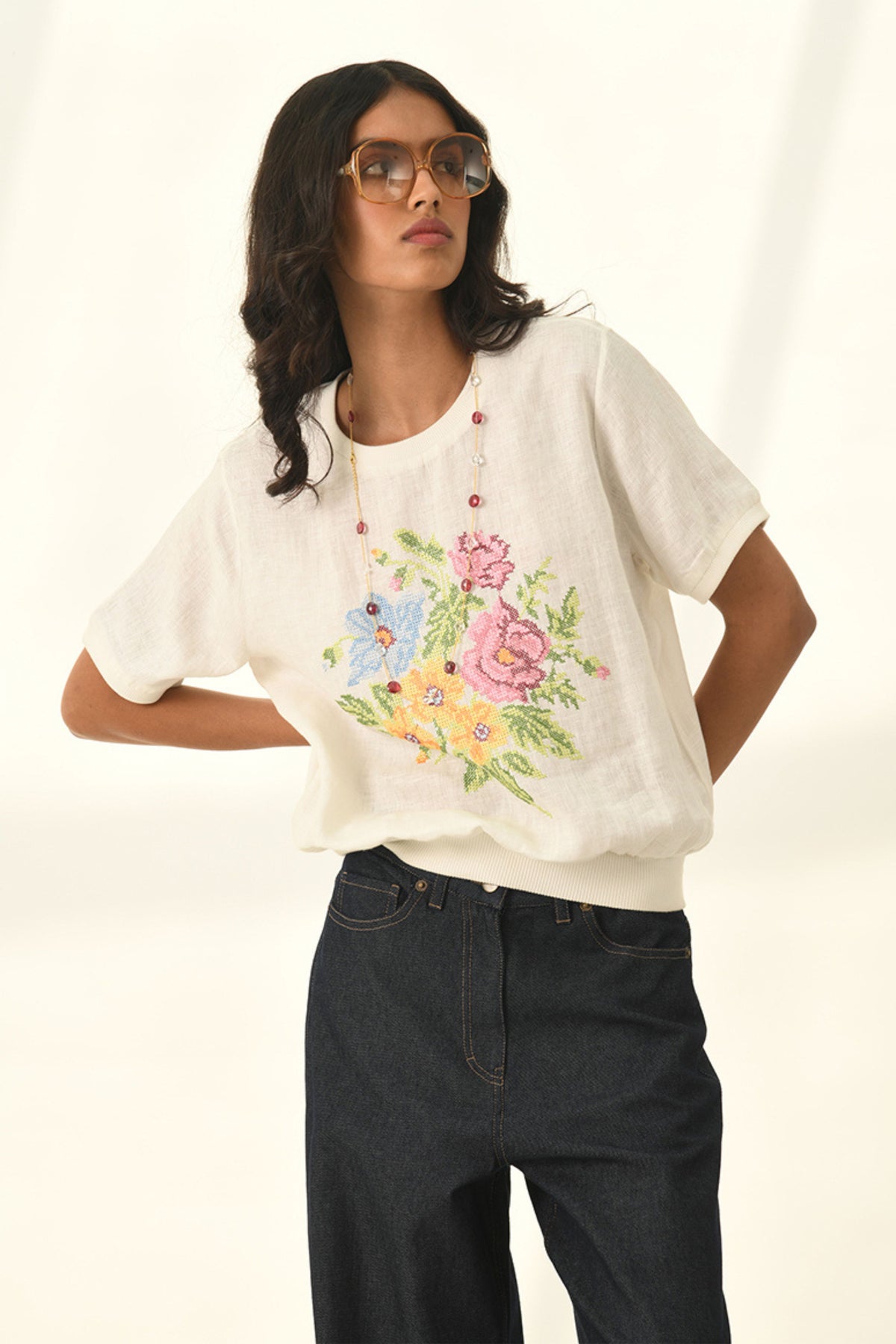 White Ekstase Embroidered Top