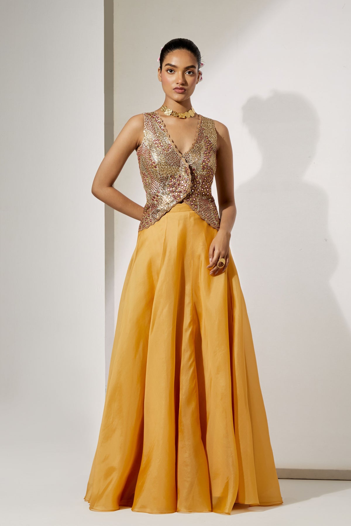 Mustard Gold Skirt Set