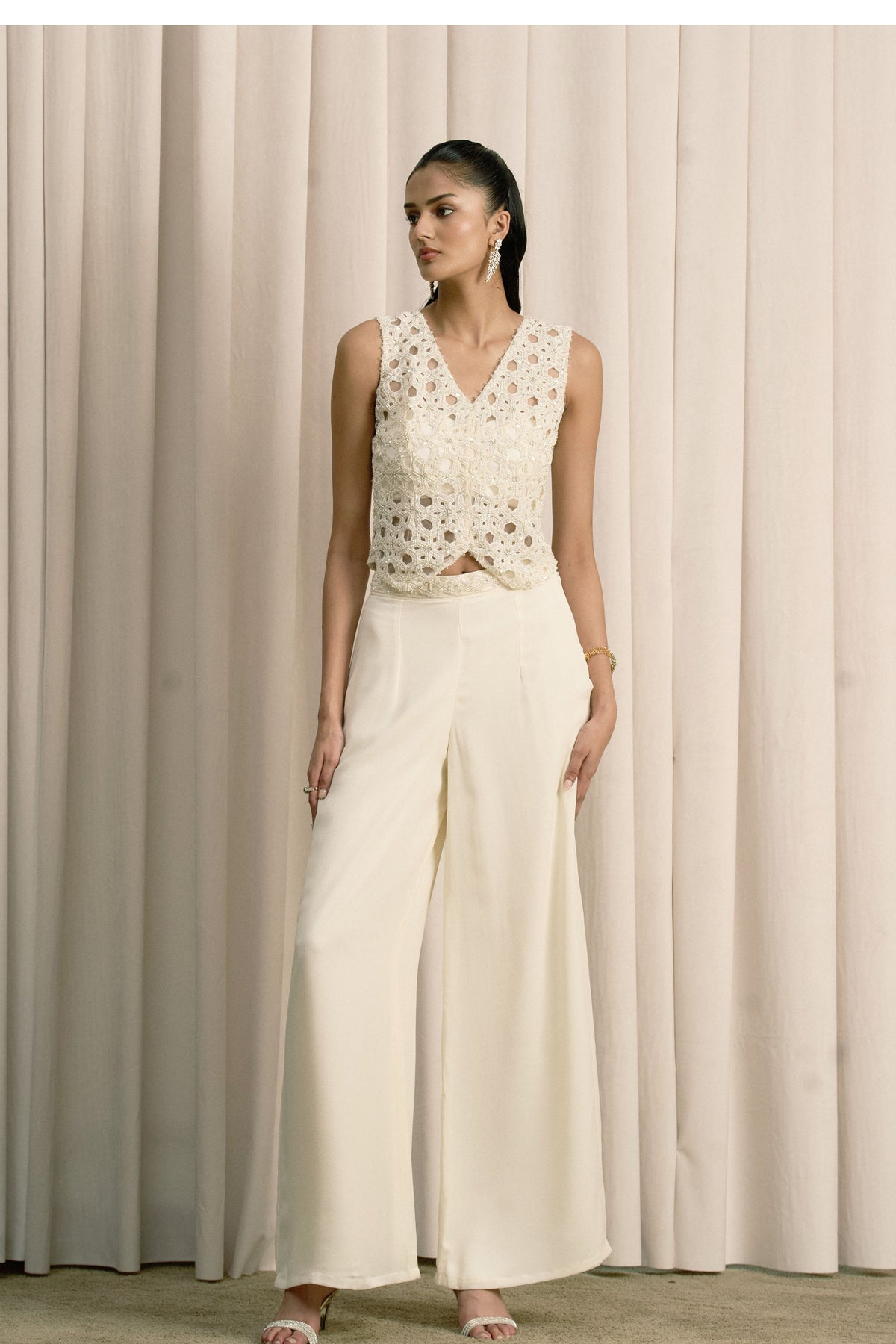 Ivory Embroidered Jacket Set