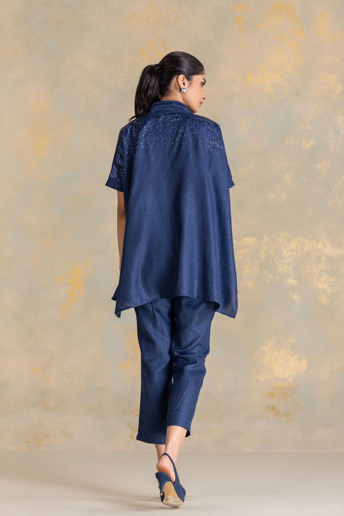 Navy Rain Square Top