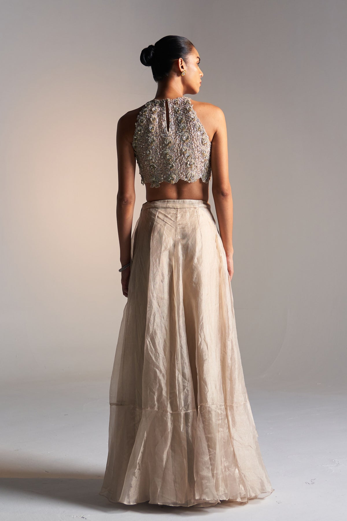 Beige Champagne Skirt Set