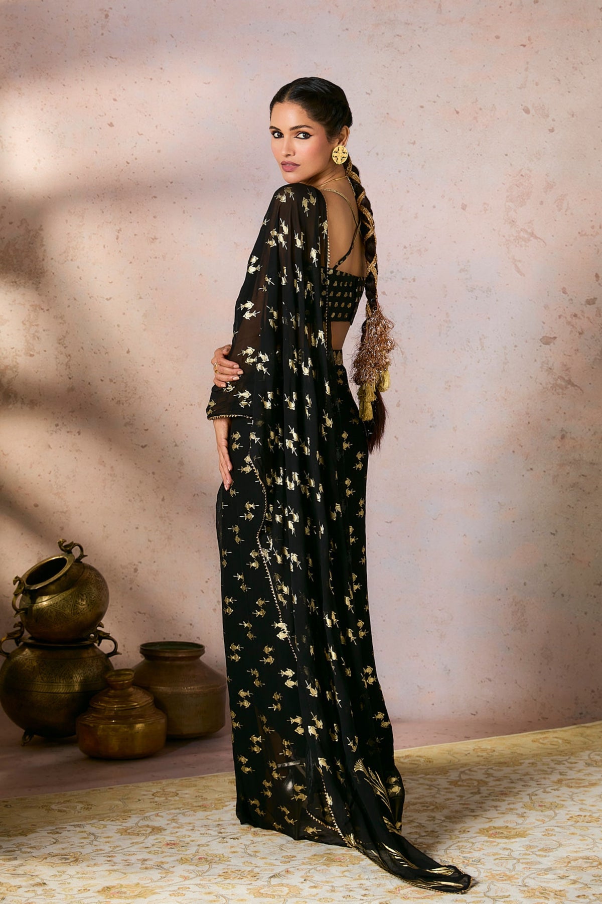 Black Mystic Drape Saree