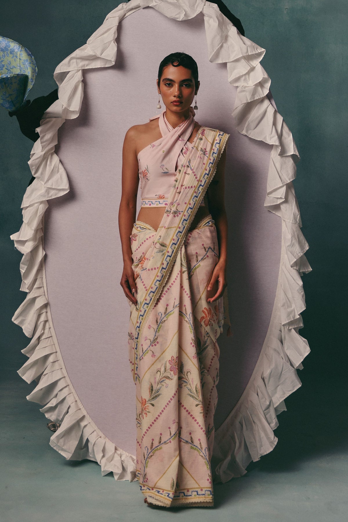 Hibiscus Colourblock Saree