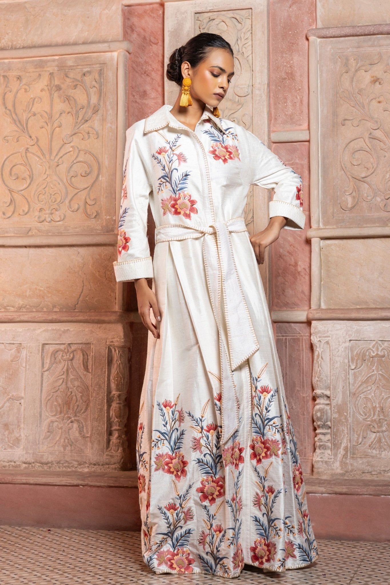 White Embroidered Maxi Dress - Pinnacle by Shruti Sancheti - Elahe