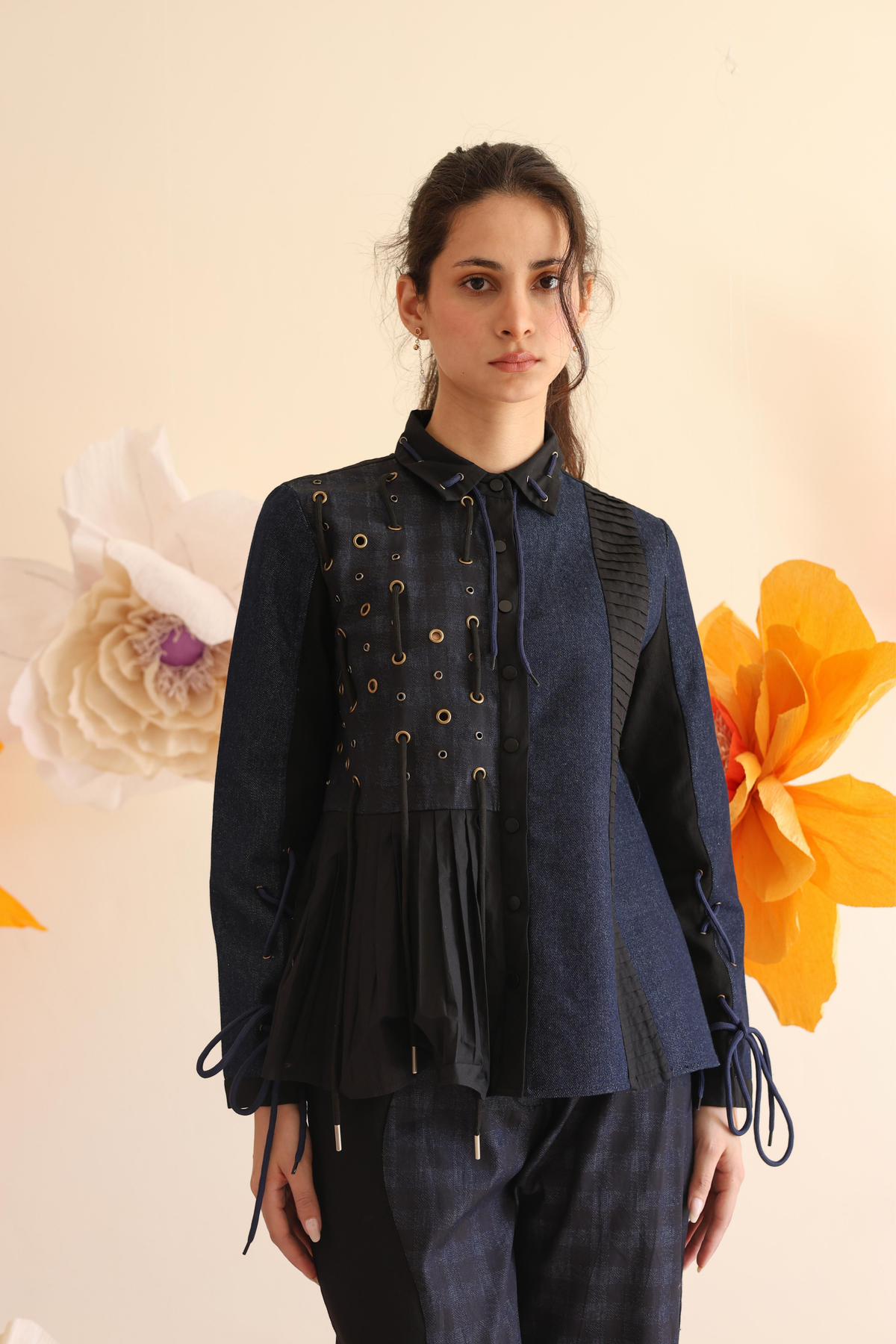 Midnight Blue Gathered Shirt