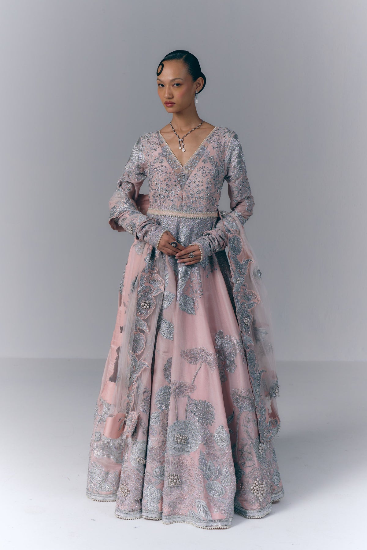 Pink Garden Anarkali Set