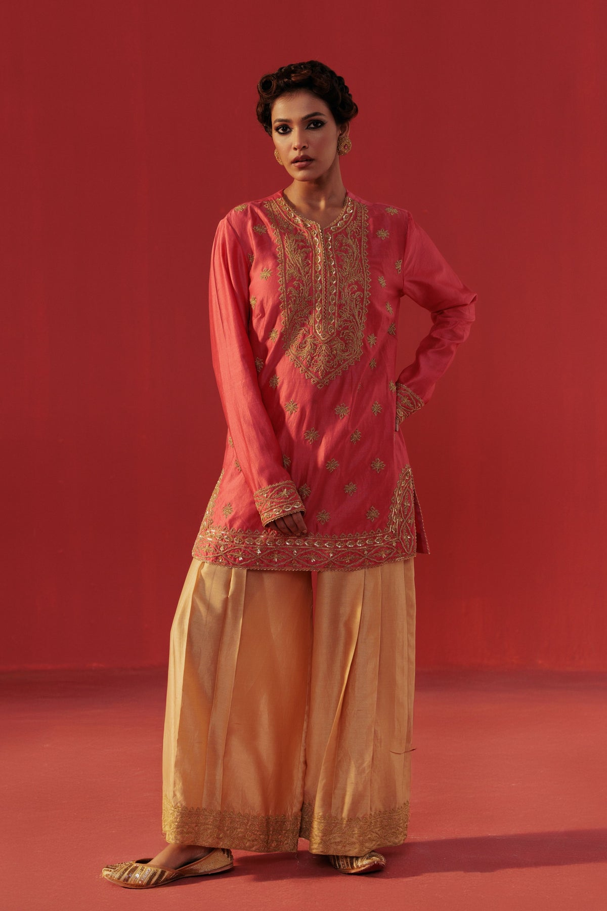 Peach Sharara Set