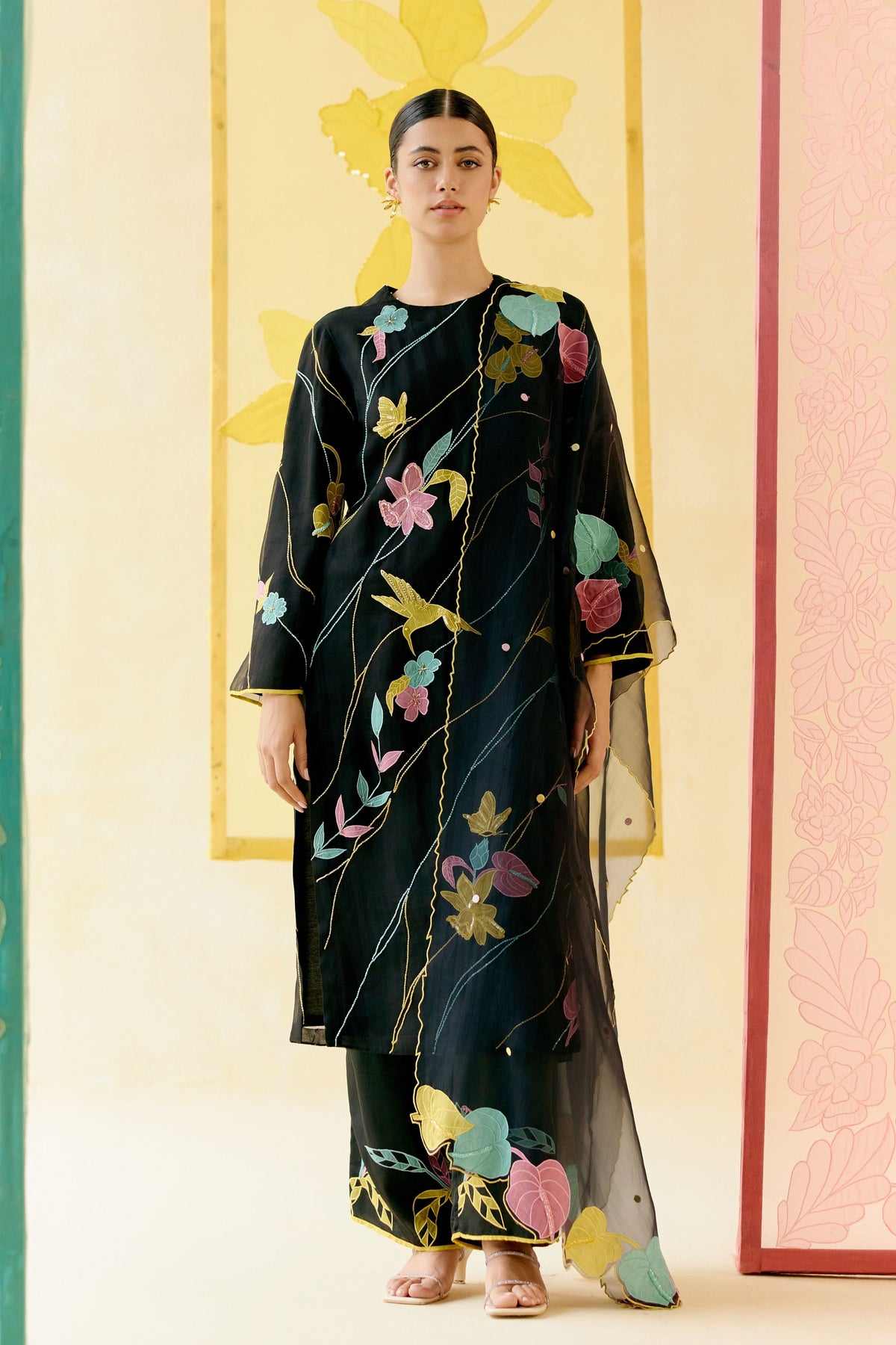 Bougainvillea Black Kurta Set