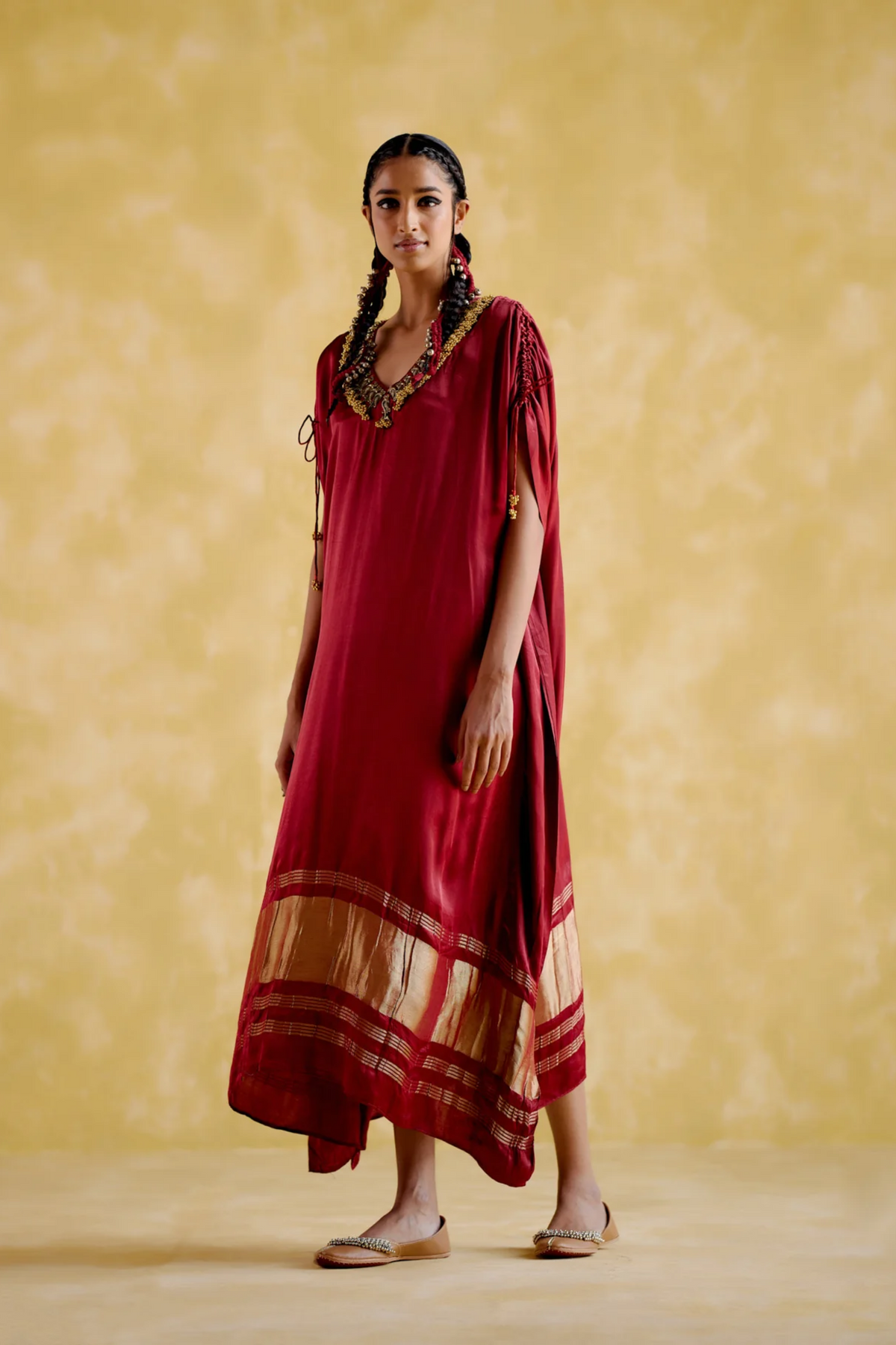 Amor Maroon Kaftan Dress