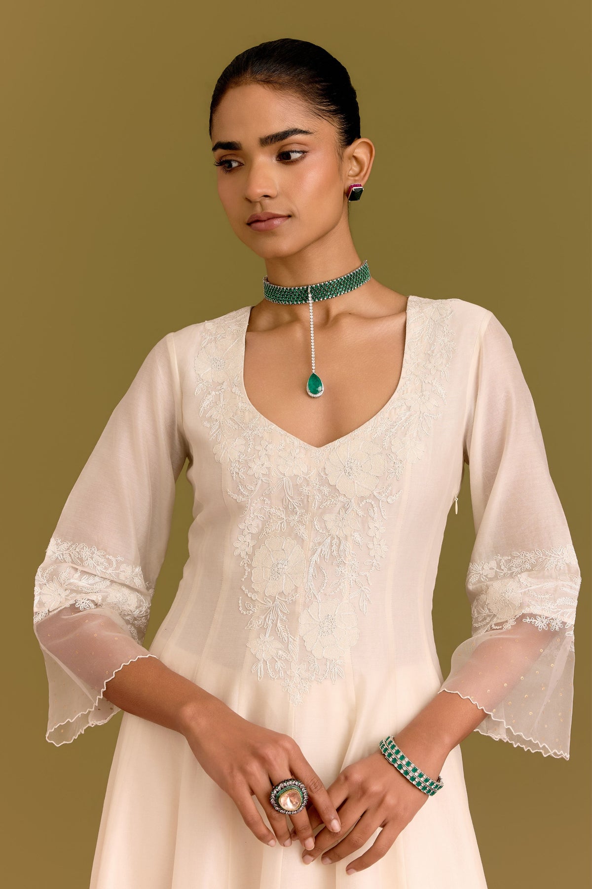 Ivory Anarkali Set