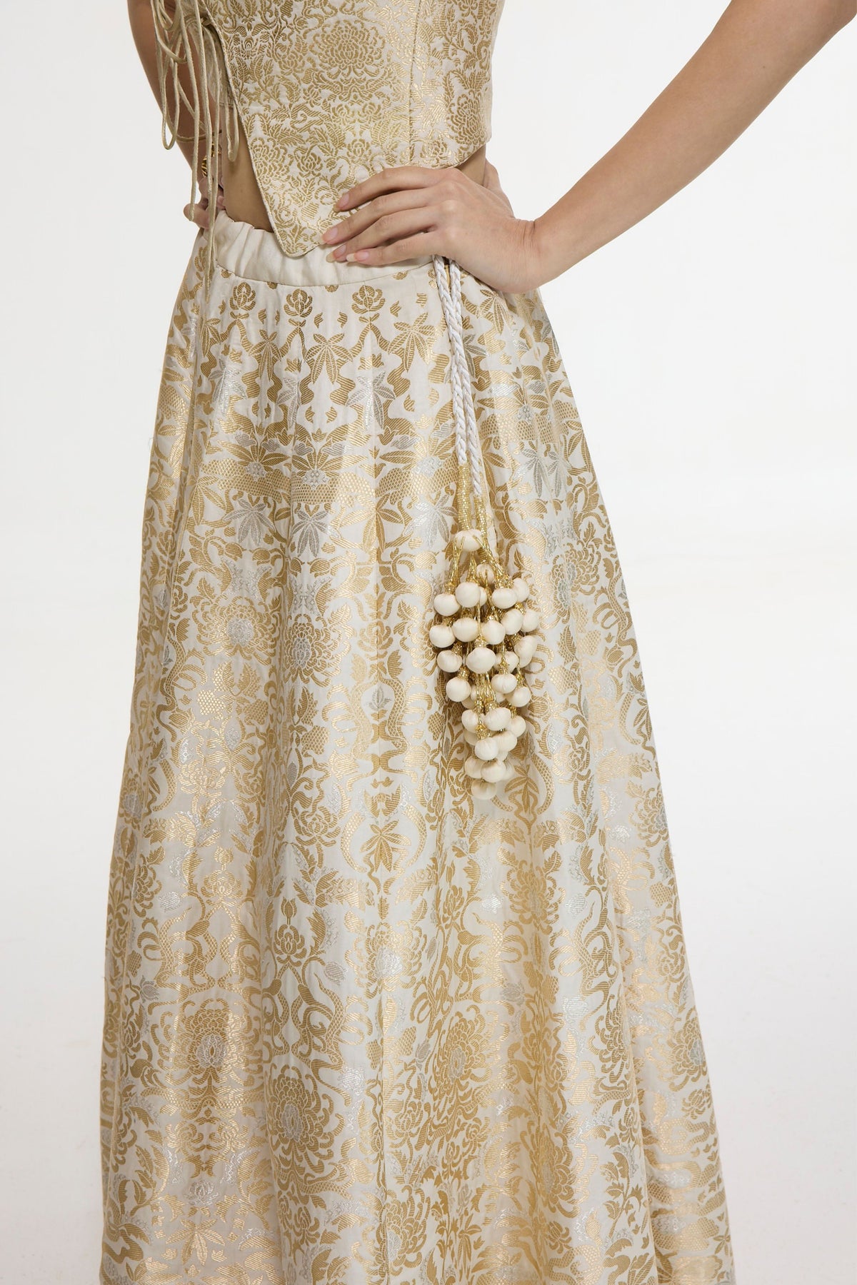 Ivory-gold Silk Lehenga Set