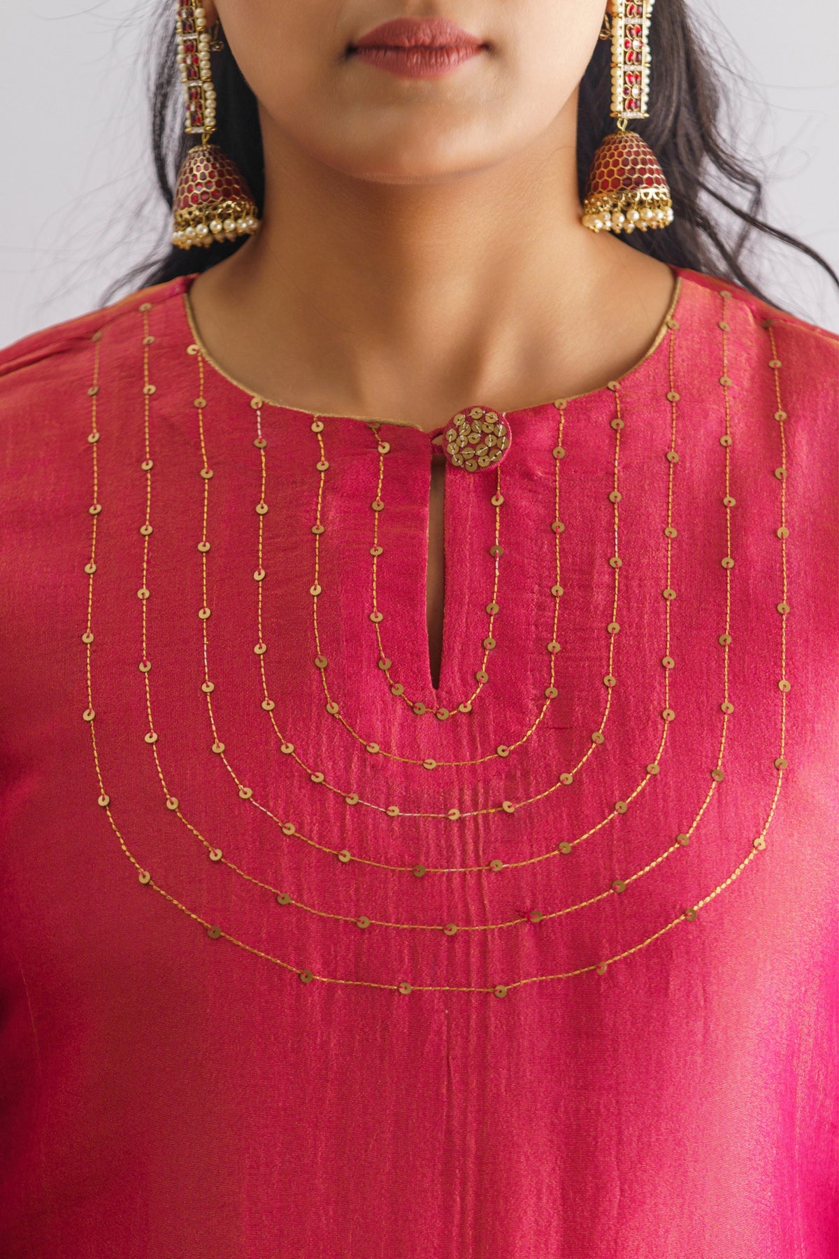 Pink Georgette Tissue Kurta