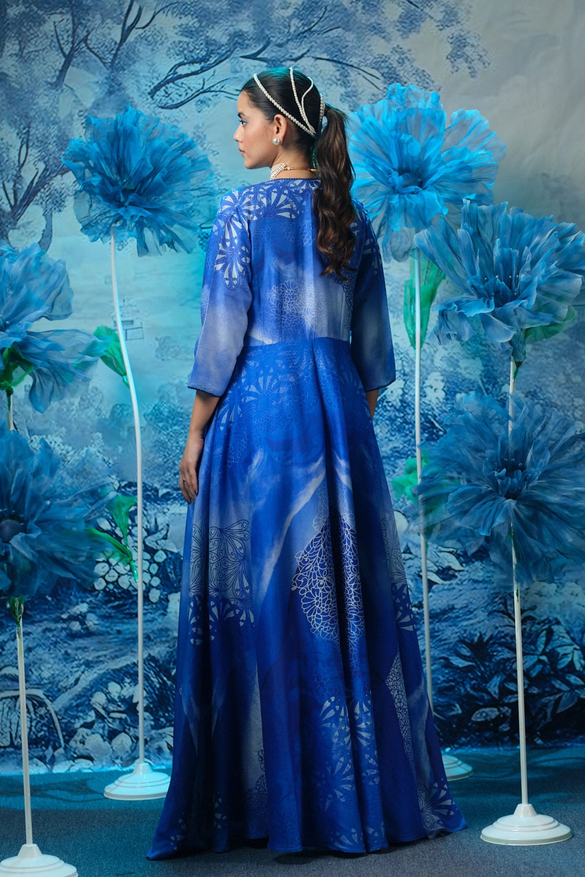 Indigo Ensemble Cape Dress