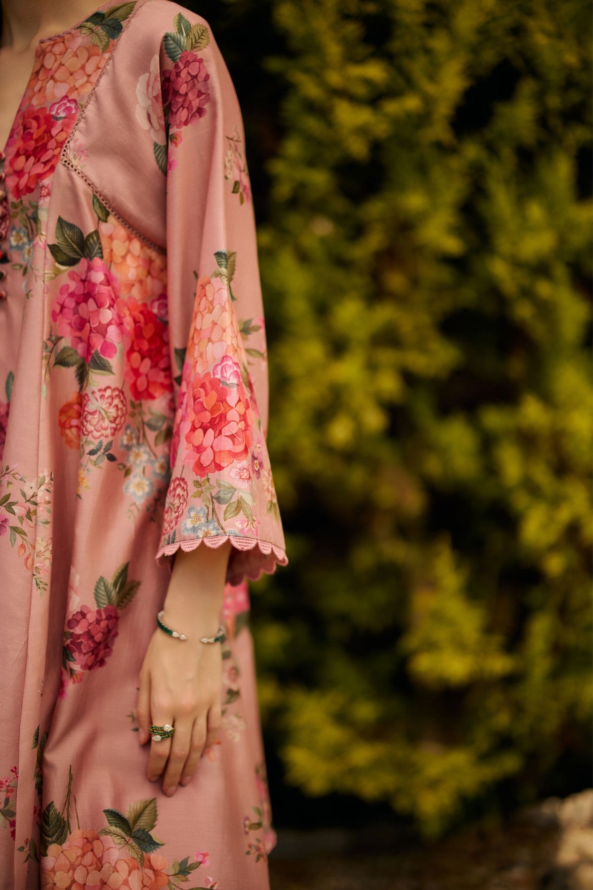 Dusky Pink Floral Print Kurta