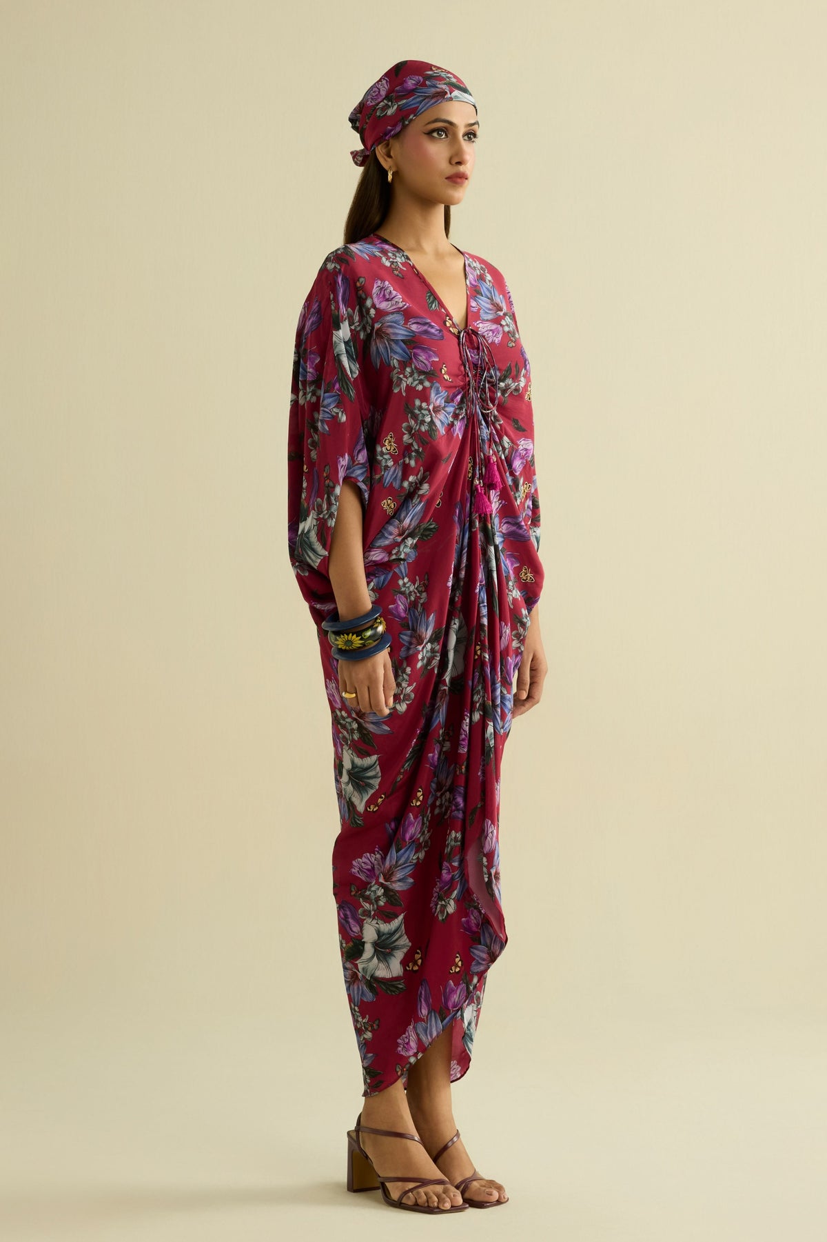 Maroon Embroidered Kaftan