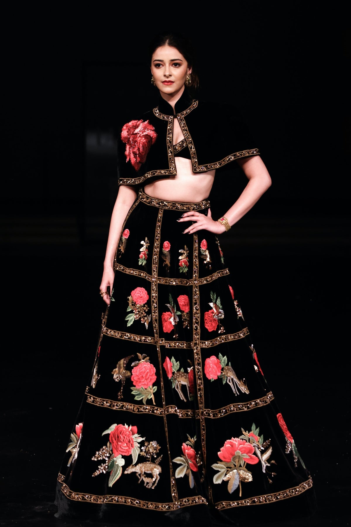 Embroidered Velvet Lehenga Set