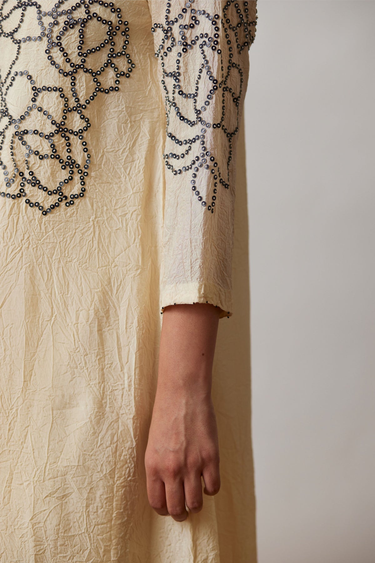 Ivory Crushed Silk Kurta Set
