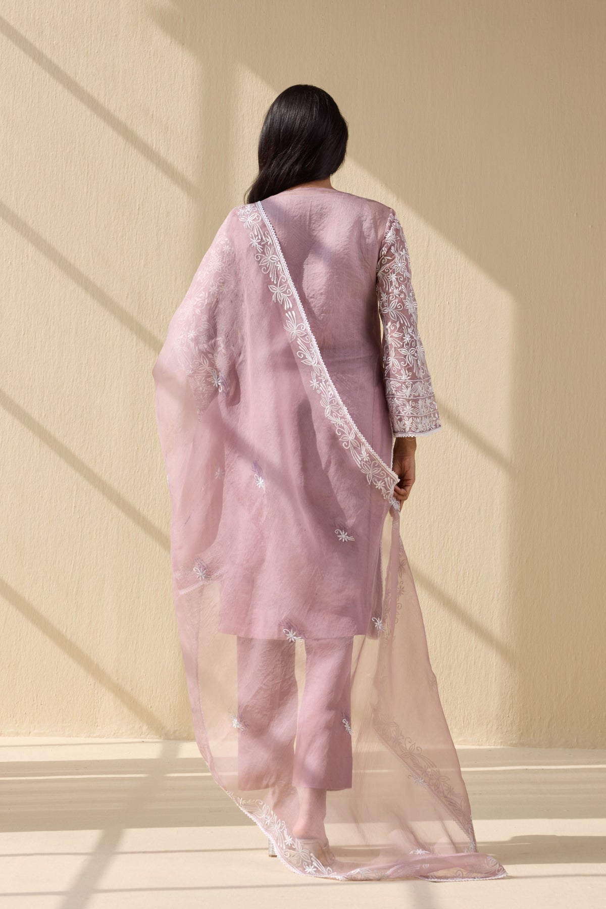 Lavender Embroidered Organza Suit