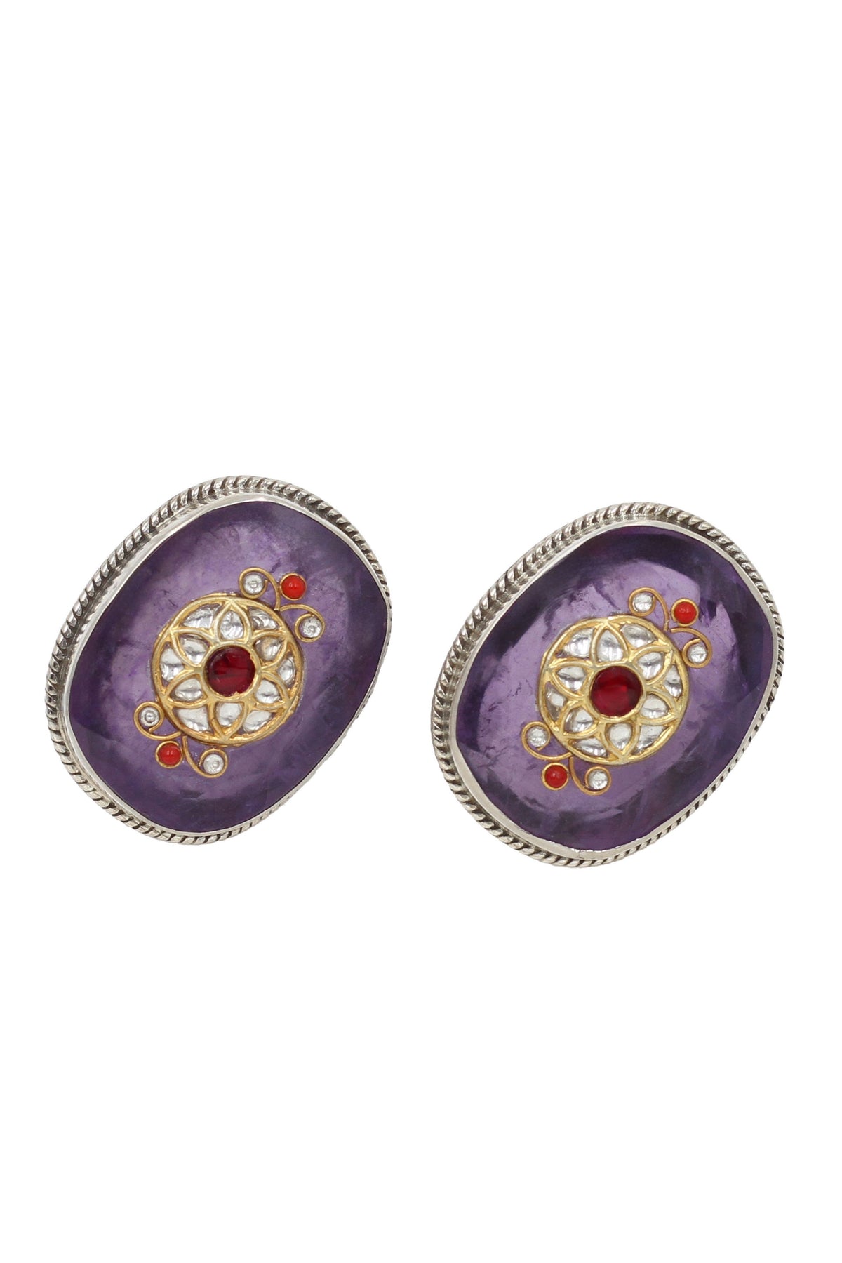 Purple Silver Earrings