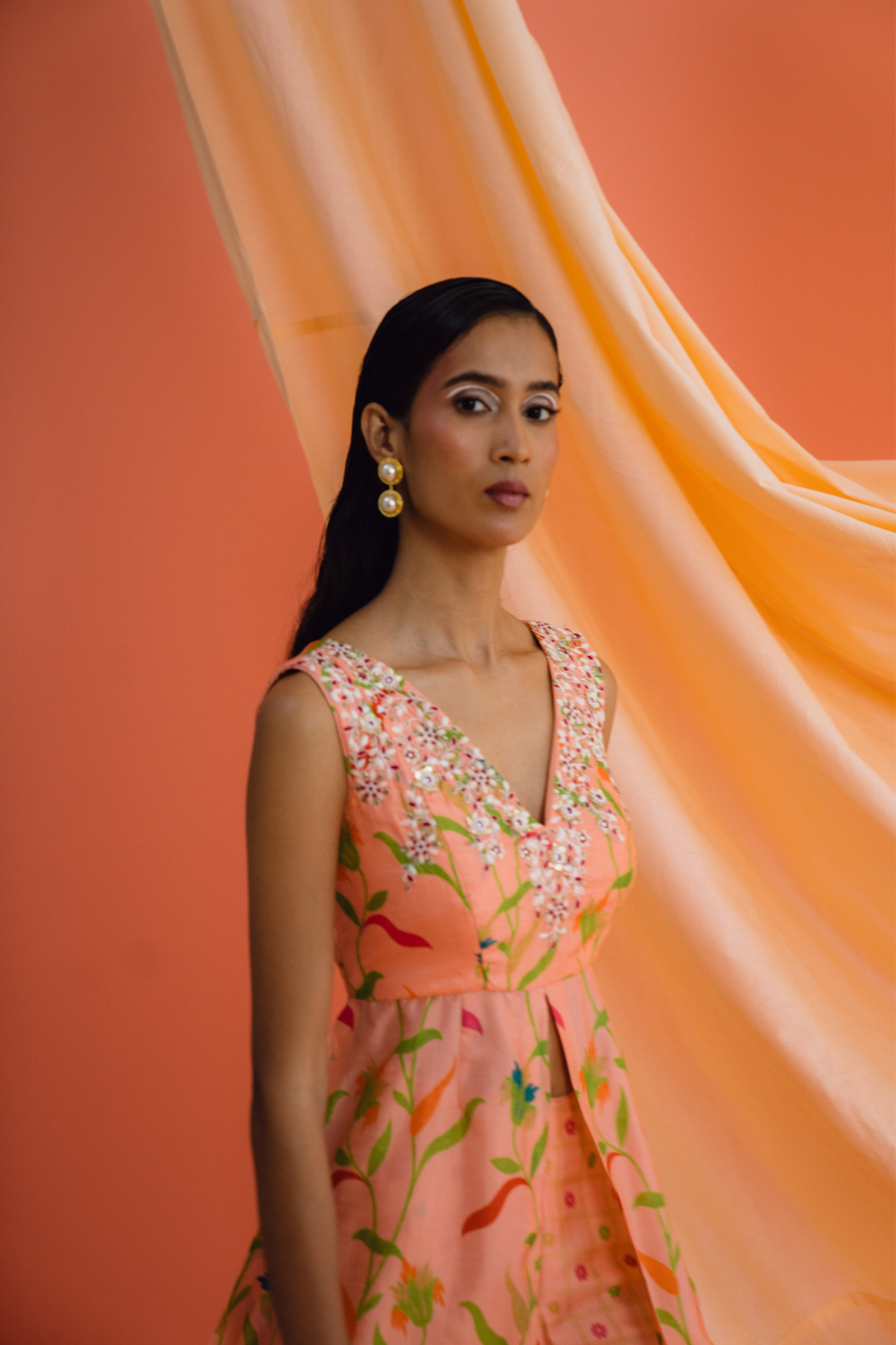 Peach Layered Sharara Set