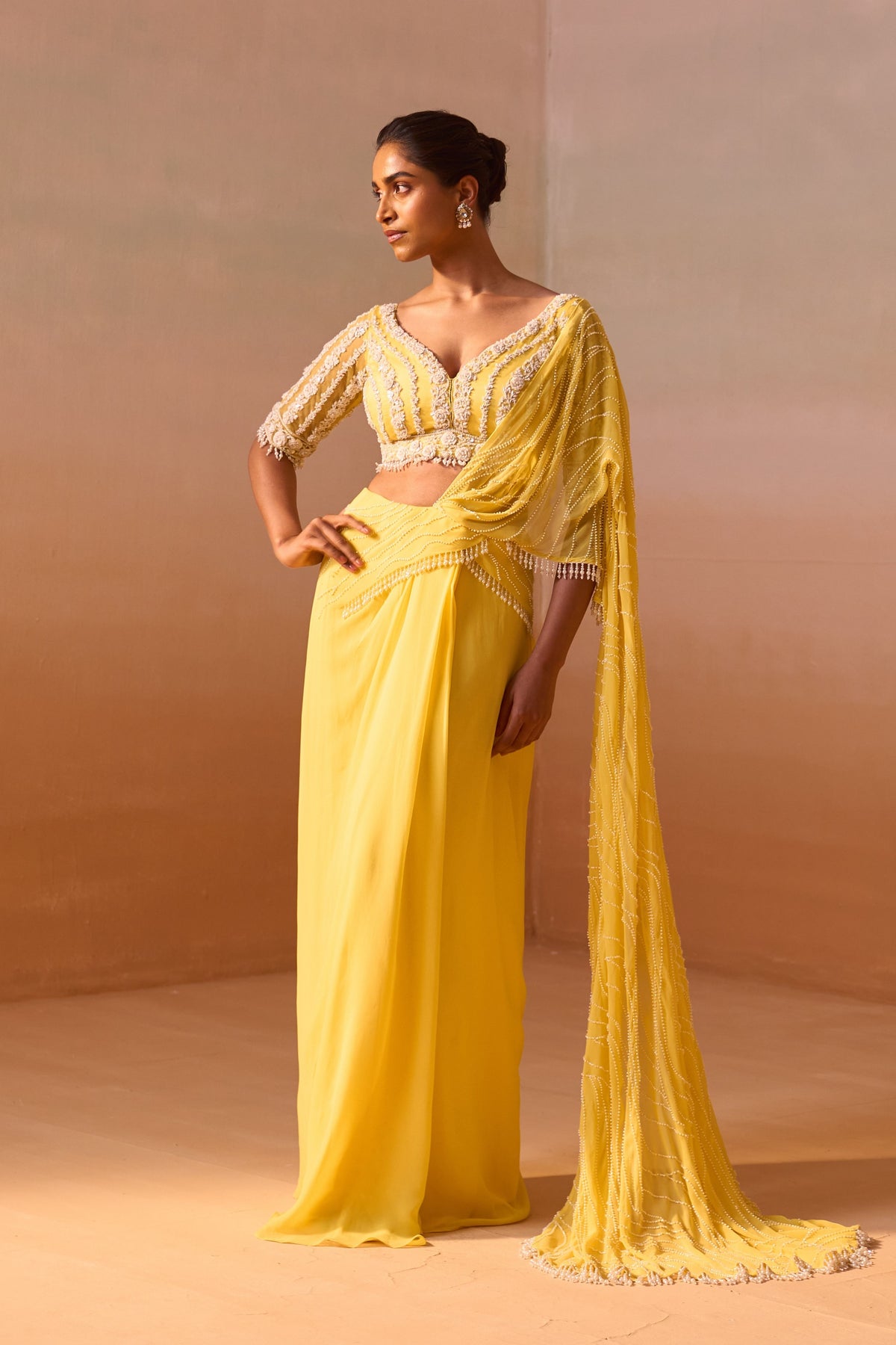 Yellow Georgette Saree