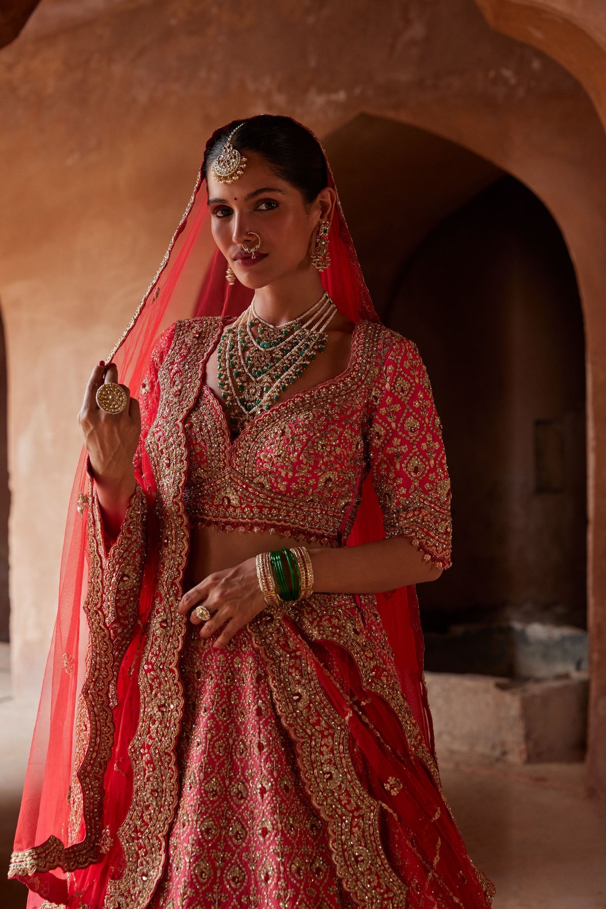 Red Ombre Dyed Lehenga Set