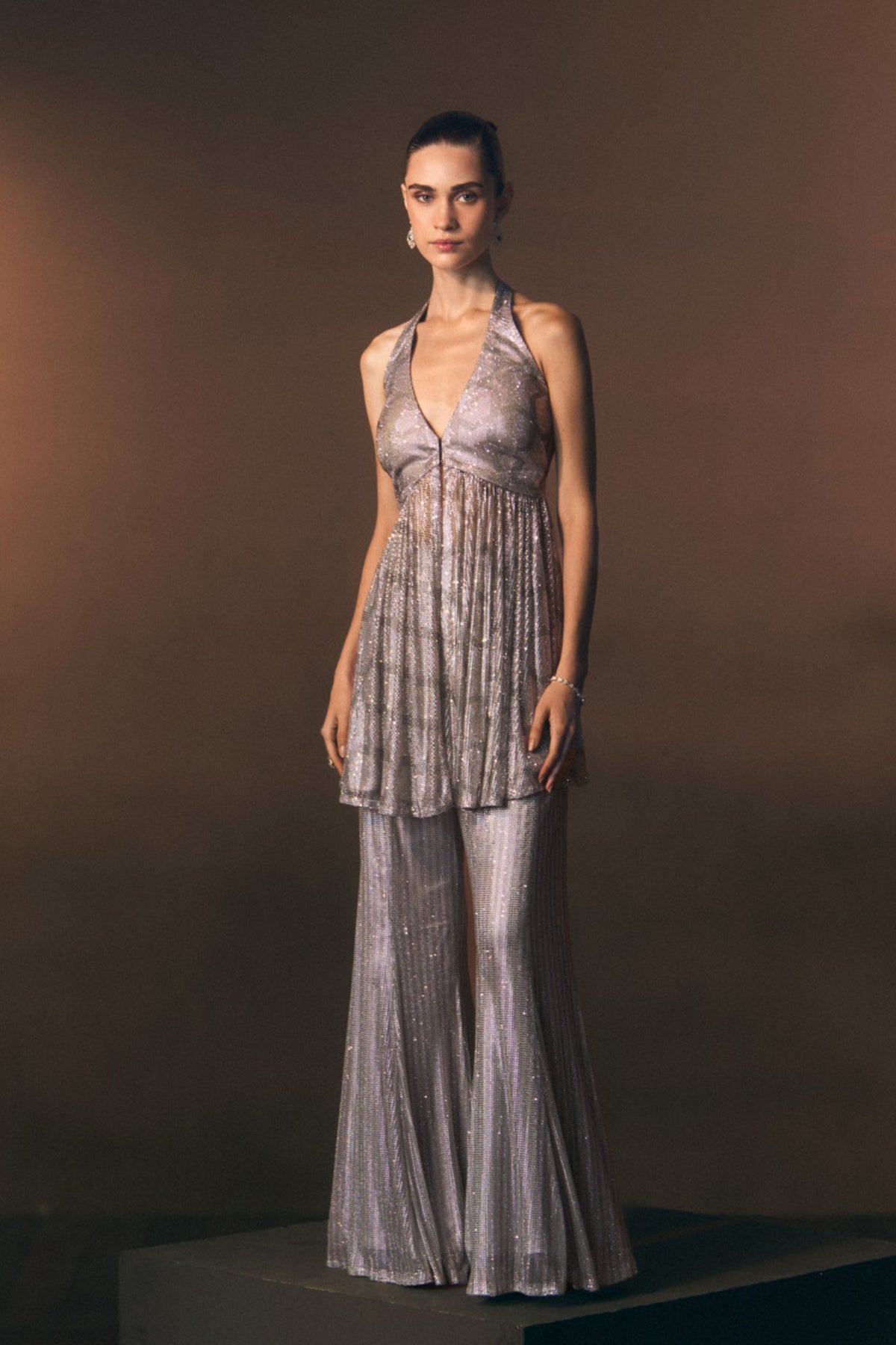 Slate Grey Sharara Pants Set