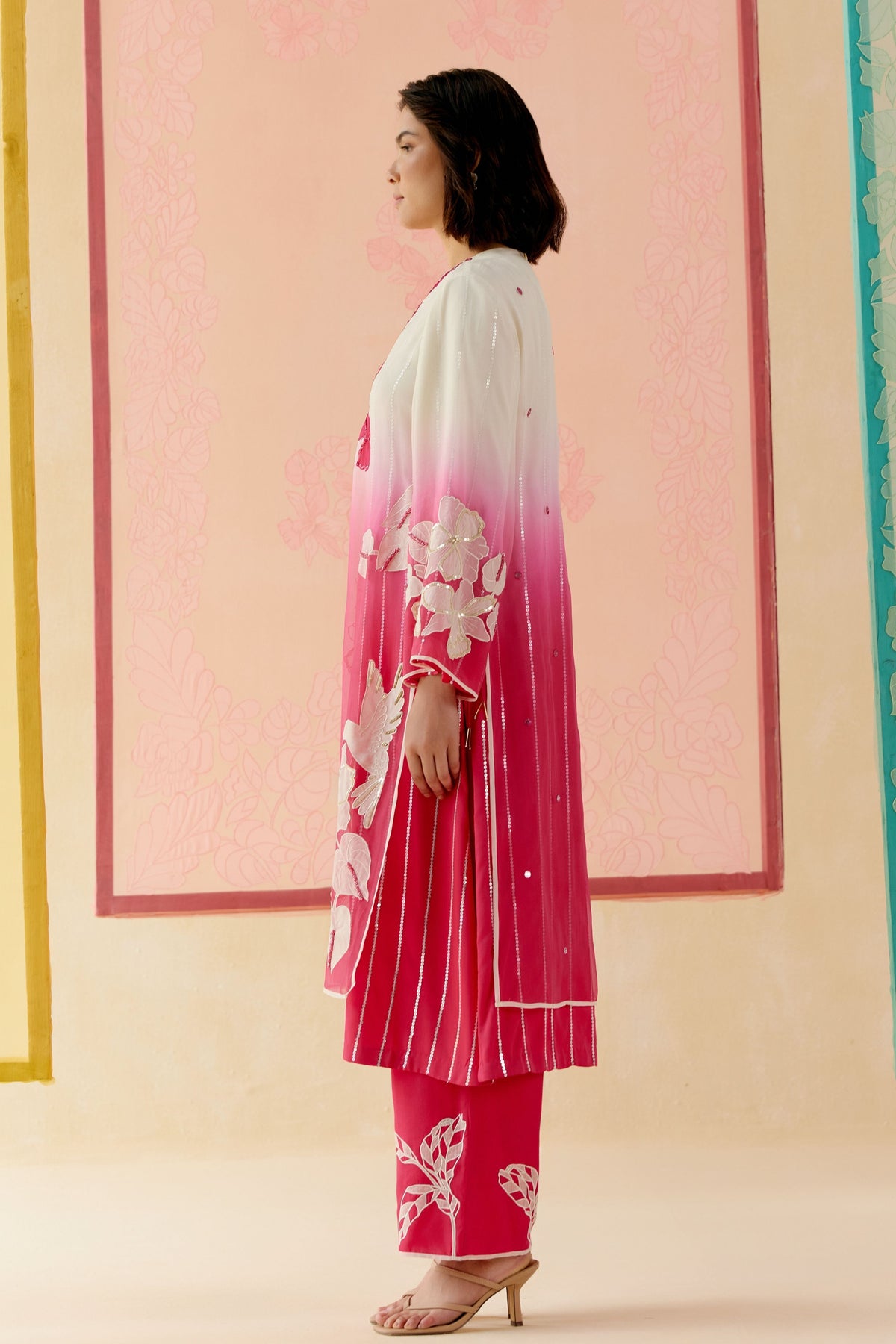Hot Pink Applique Kurta Set
