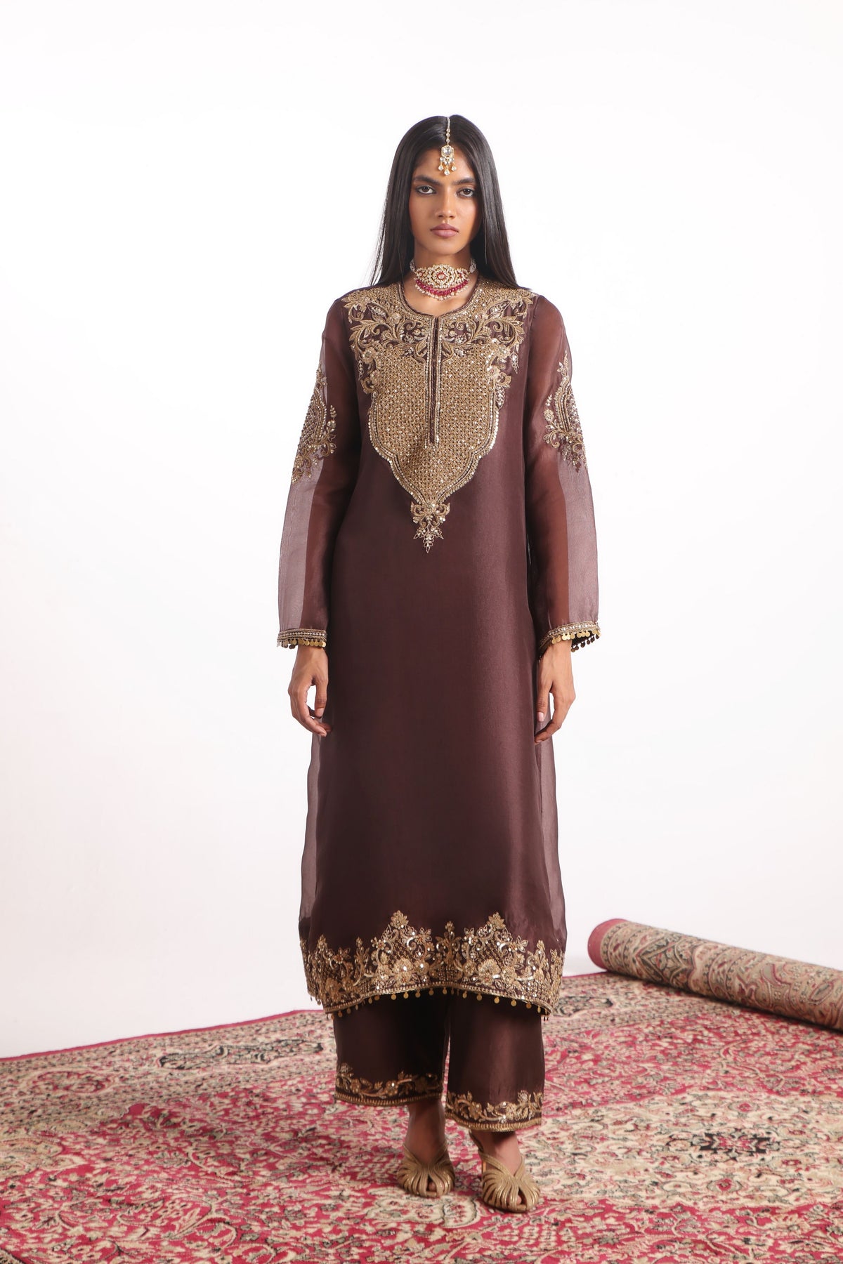 Brown Straight Kurta Set