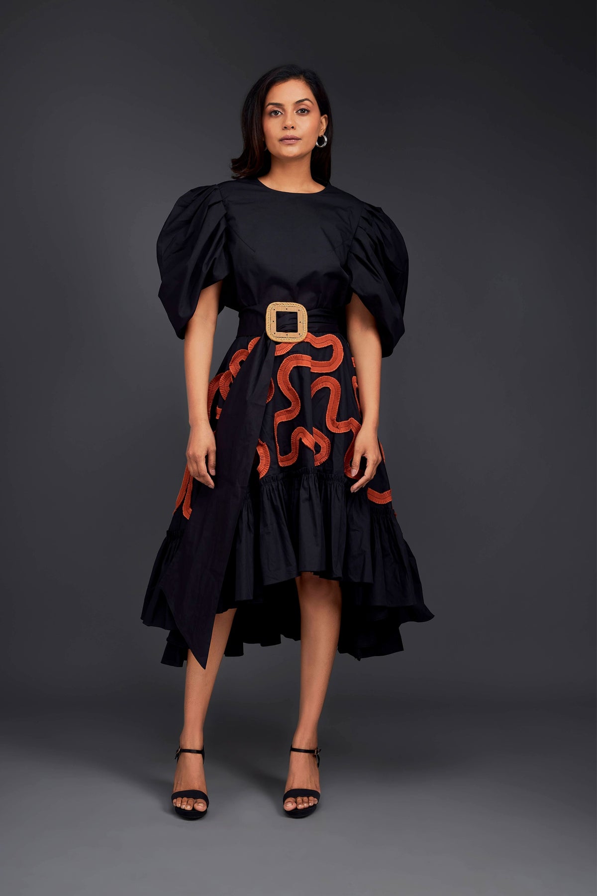 Black &amp; Rust Frill Co-ord Set