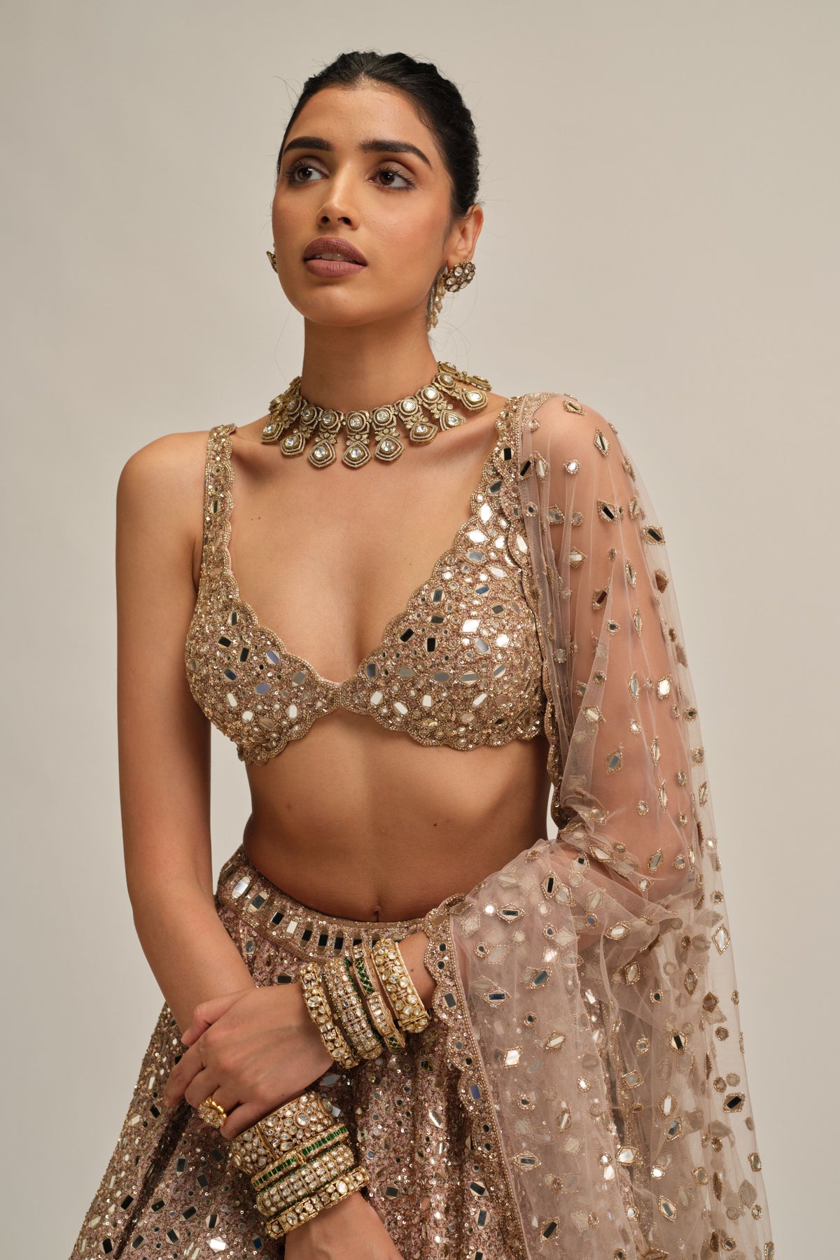 Ash Mirror Lehenga Set