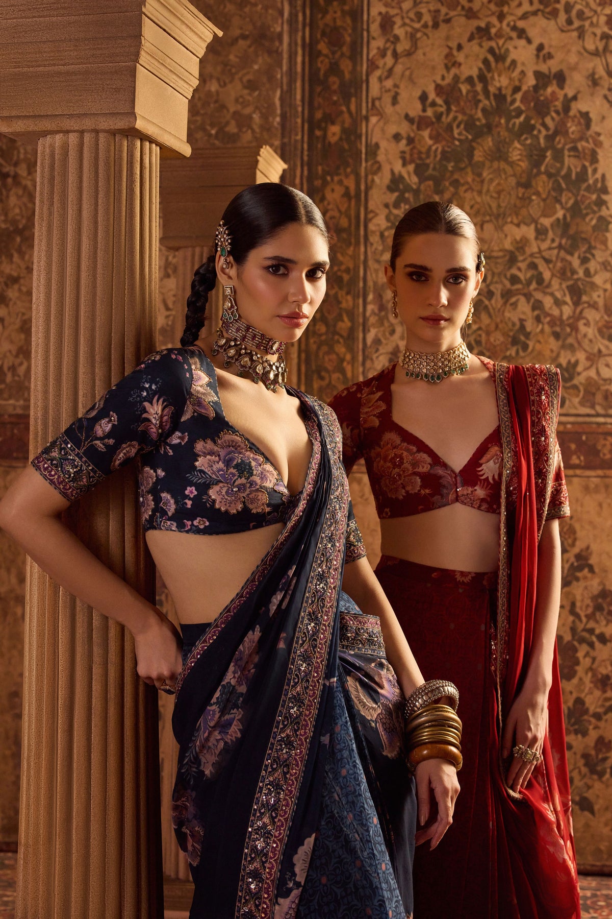 Sayna Blue Draped Saree Set