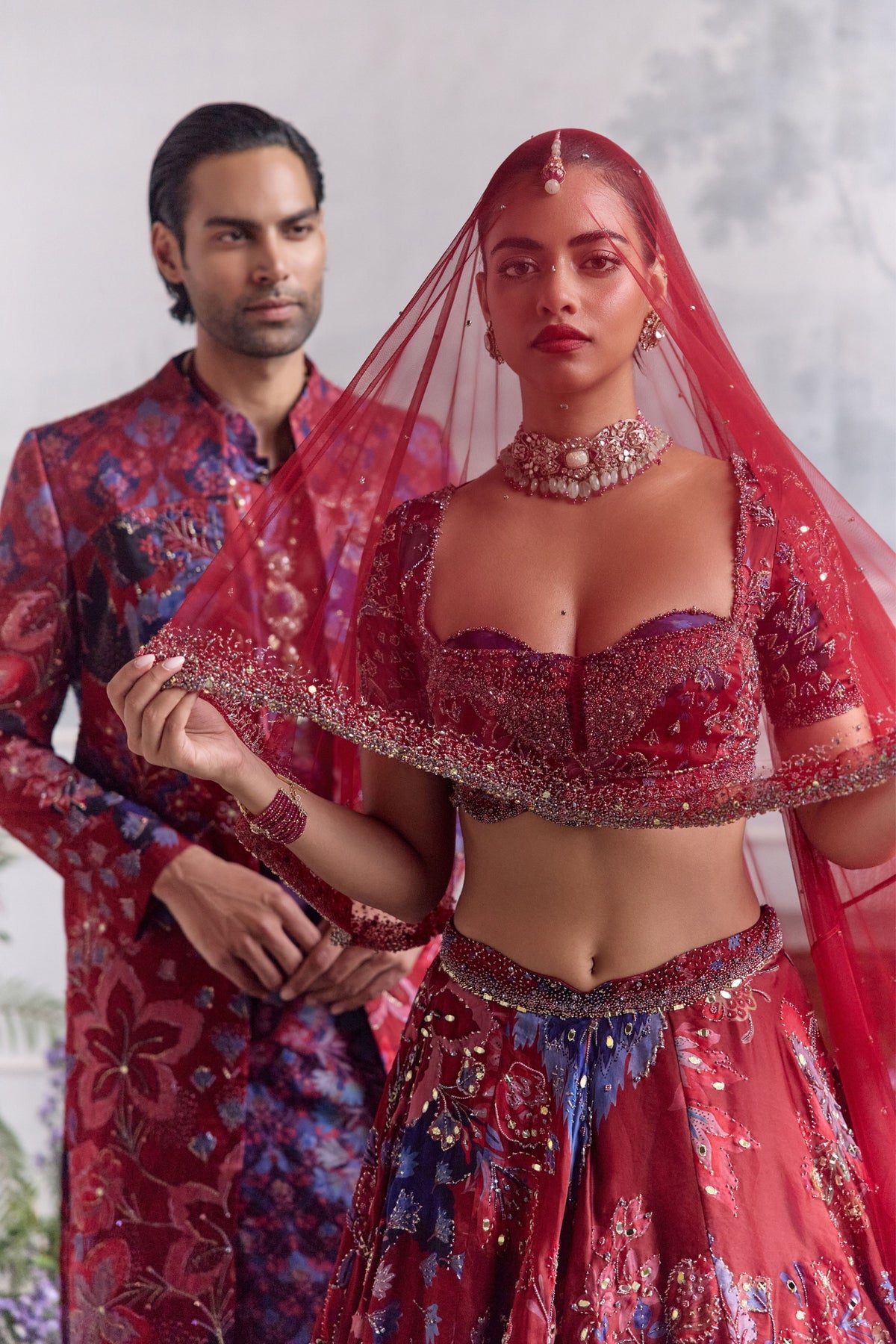 Ridaa Lehenga Set With Veil