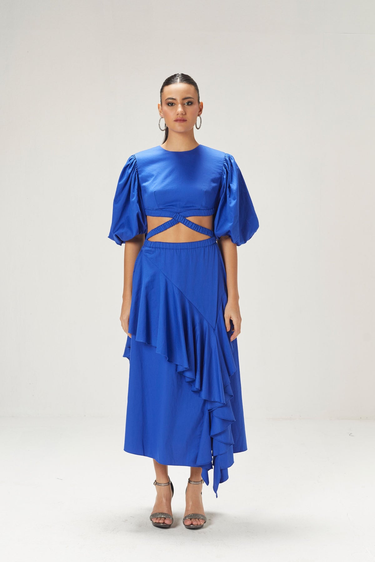 Cobalt Blue Waist Cutout Dress