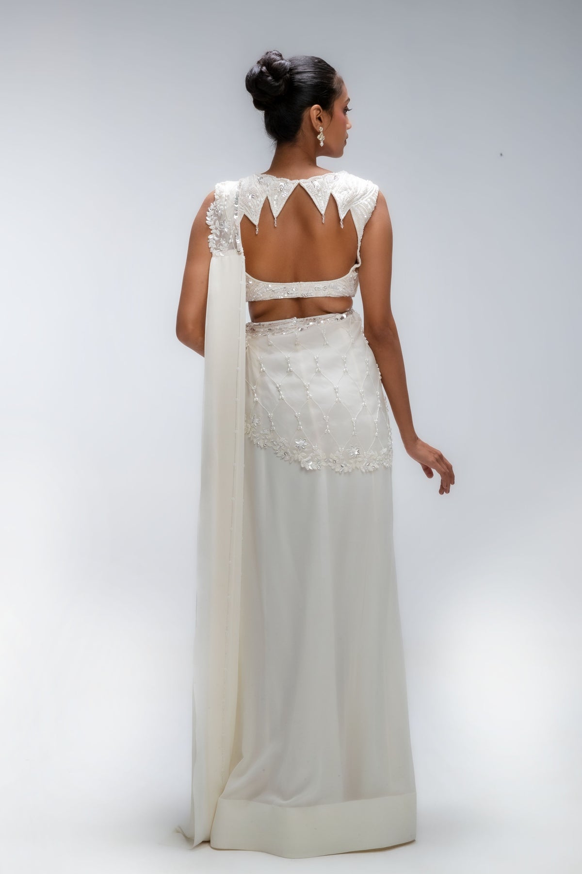 Ivory Illume Cascade Saree