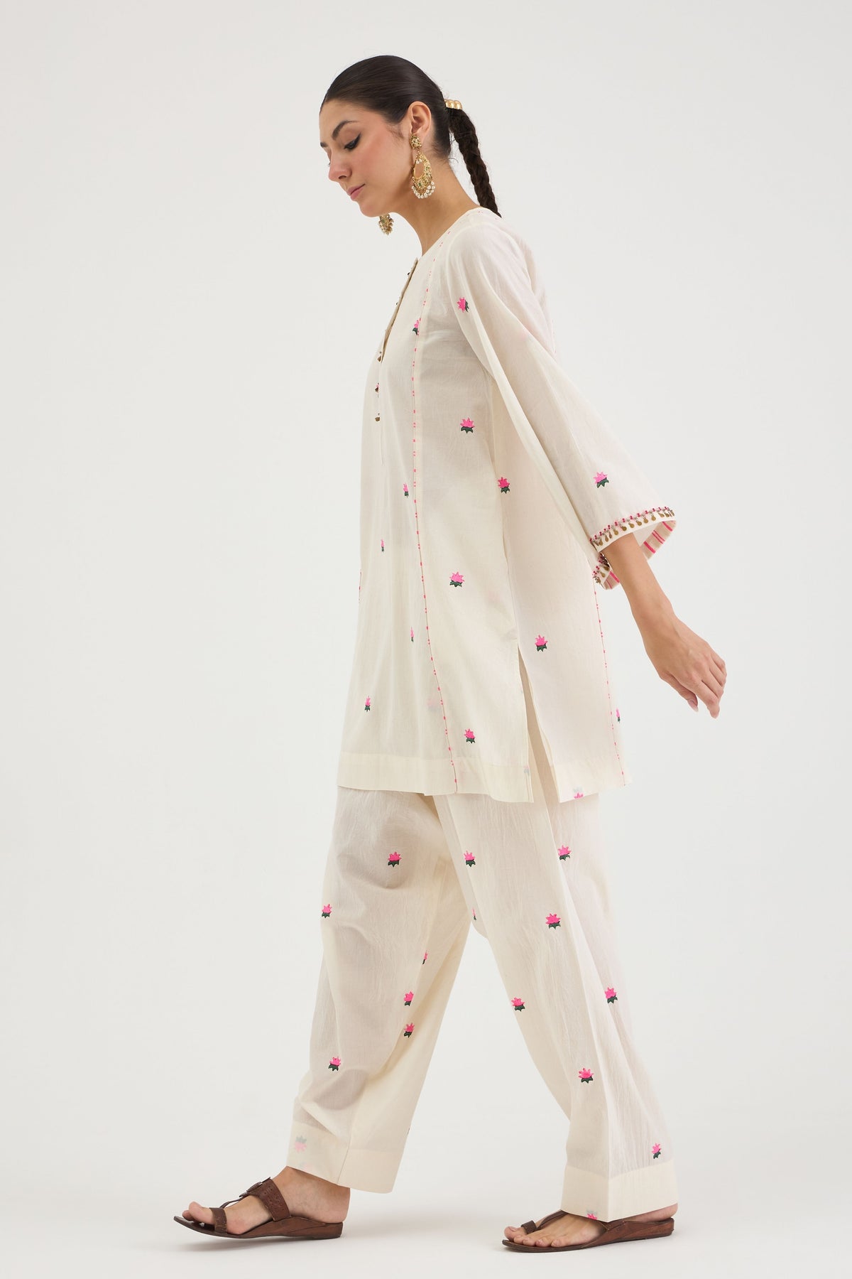 Neon Pink Lotus Kurta Set