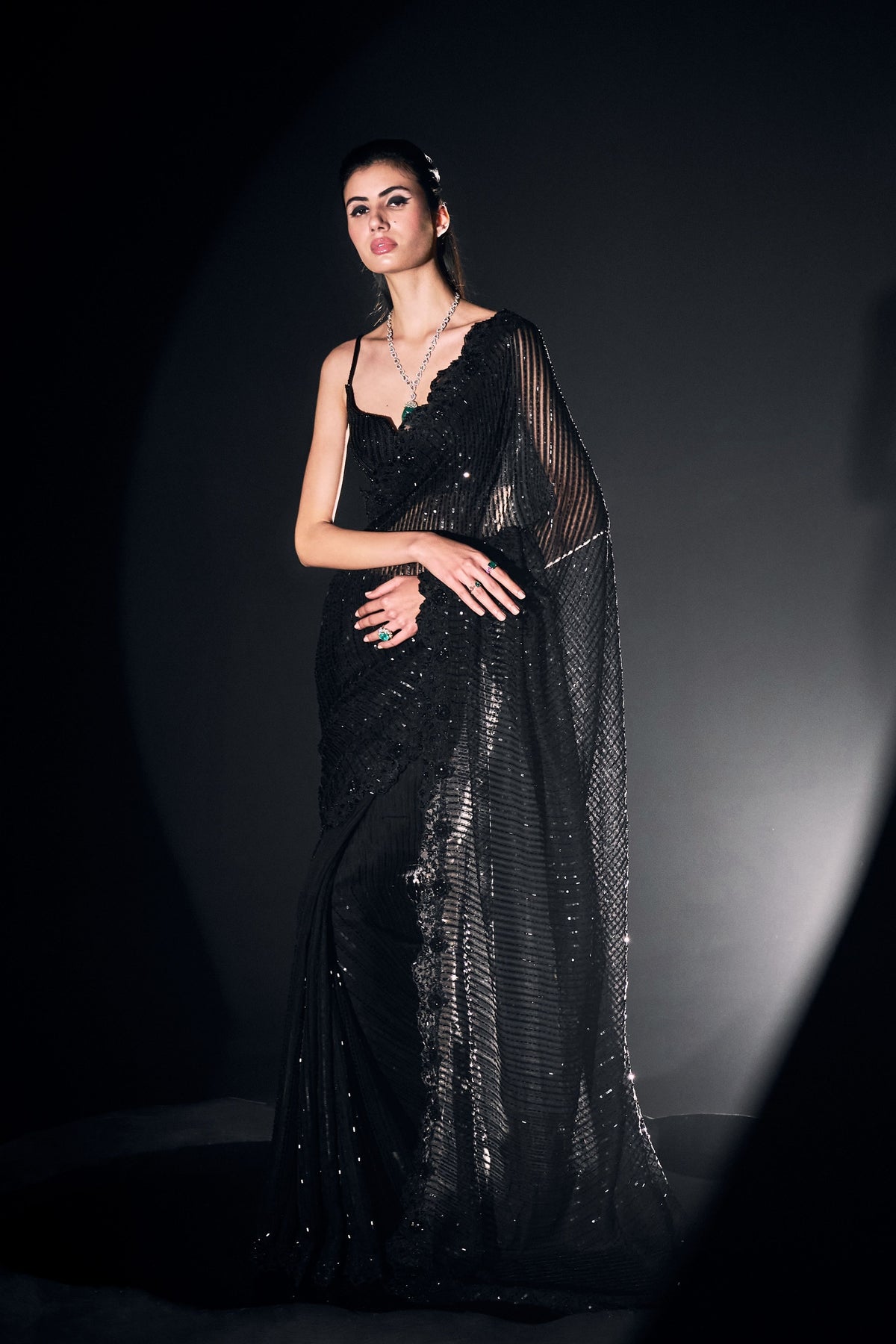 Black Cutdana Gicha Saree