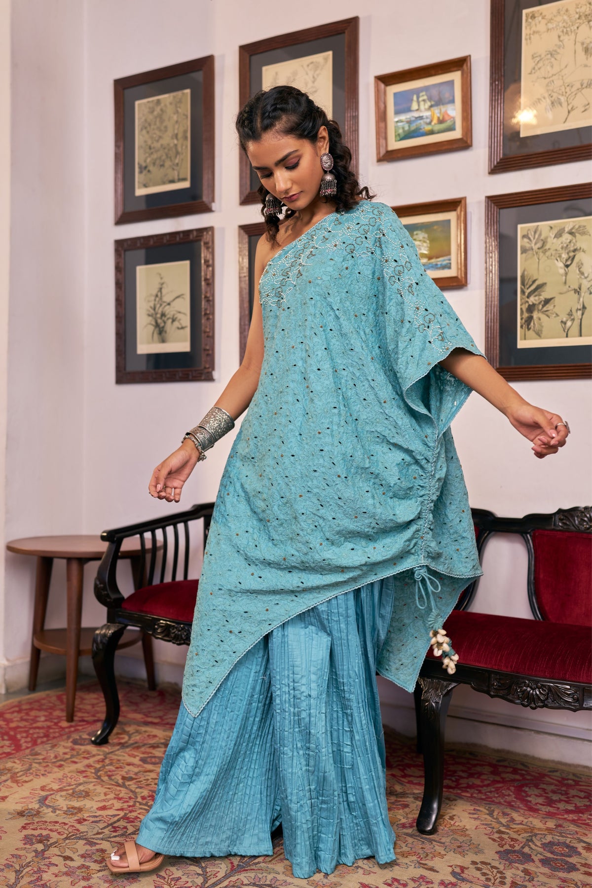 Blush Handwork One Side Kurta Set