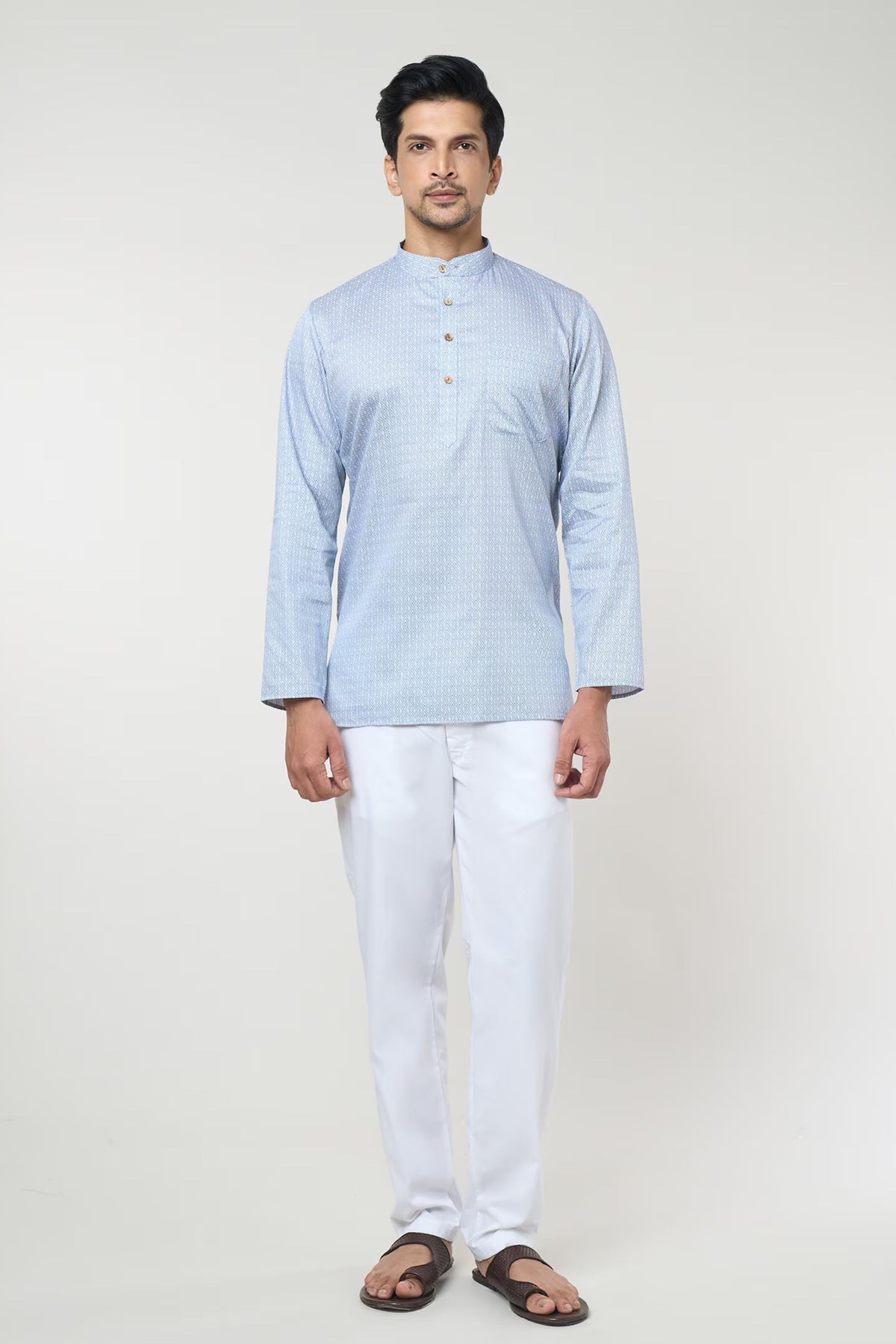 Blue Geometric Printed Shirt Set