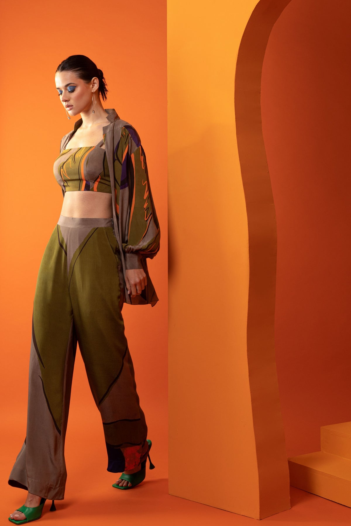 Artistic Printed Open Shirt Co-ord Set